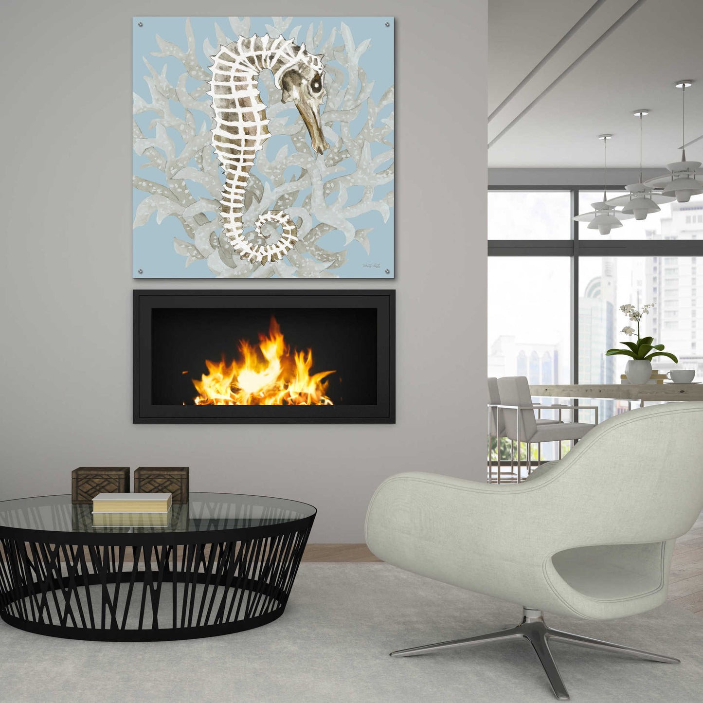 Epic Art 'Coral Seahorse I' by Cindy Jacobs, Acrylic Glass Wall Art,36x36