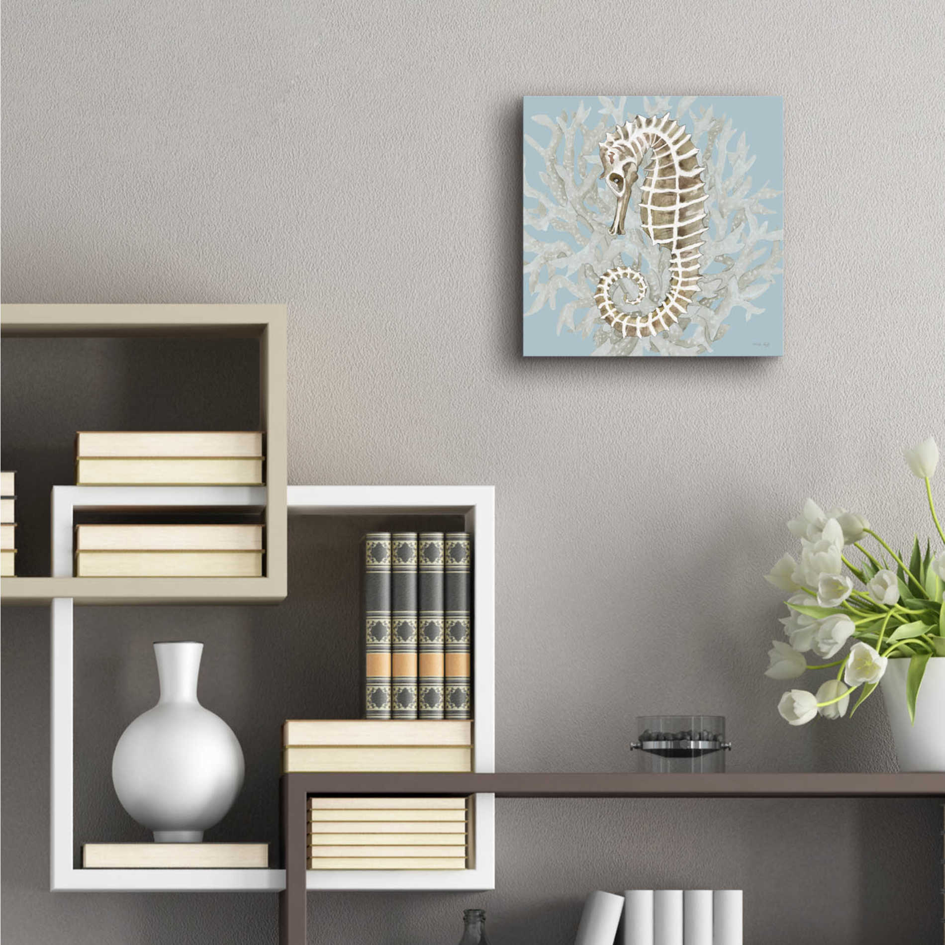 Epic Art 'Coral Seahorse II' by Cindy Jacobs, Acrylic Glass Wall Art,12x12