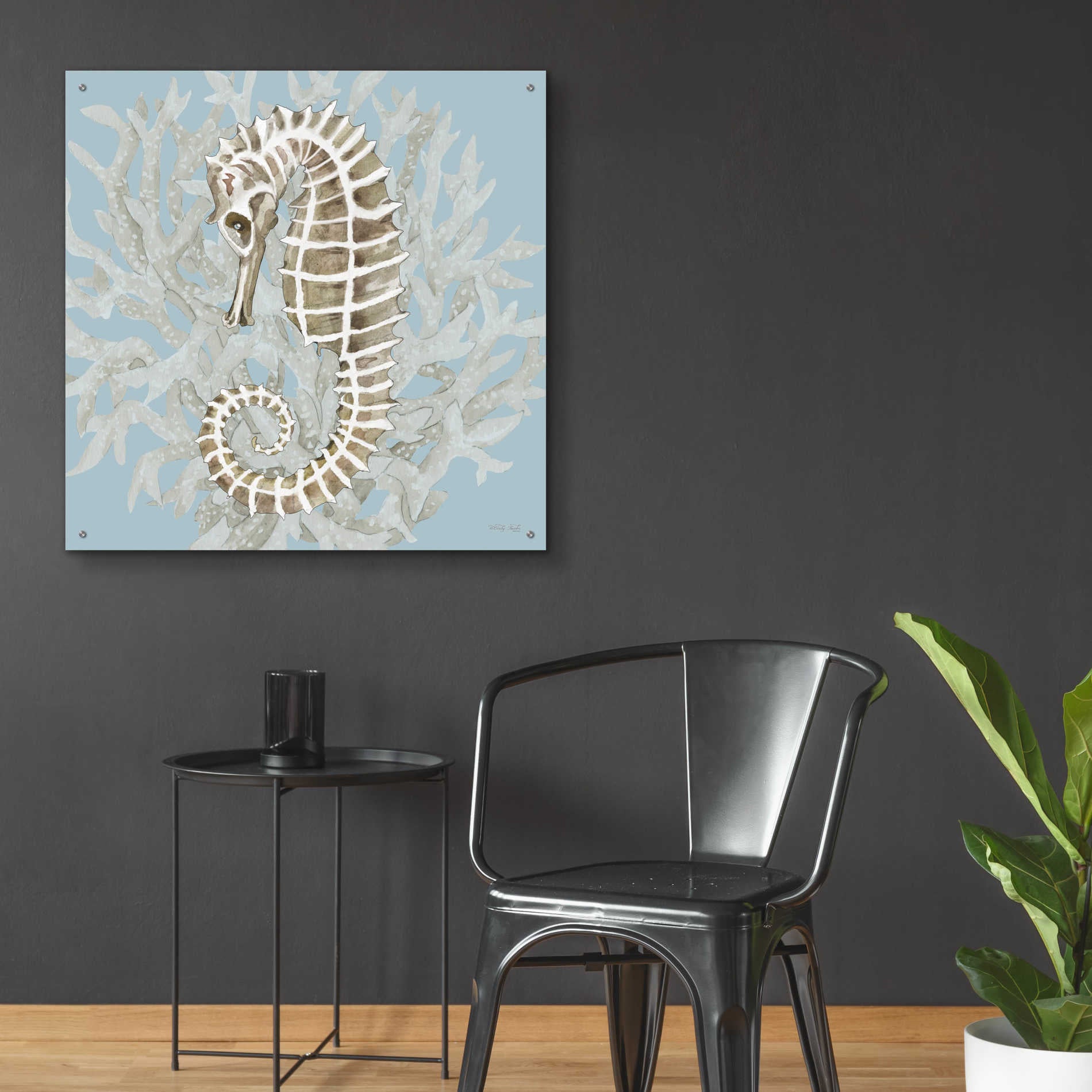 Epic Art 'Coral Seahorse II' by Cindy Jacobs, Acrylic Glass Wall Art,36x36