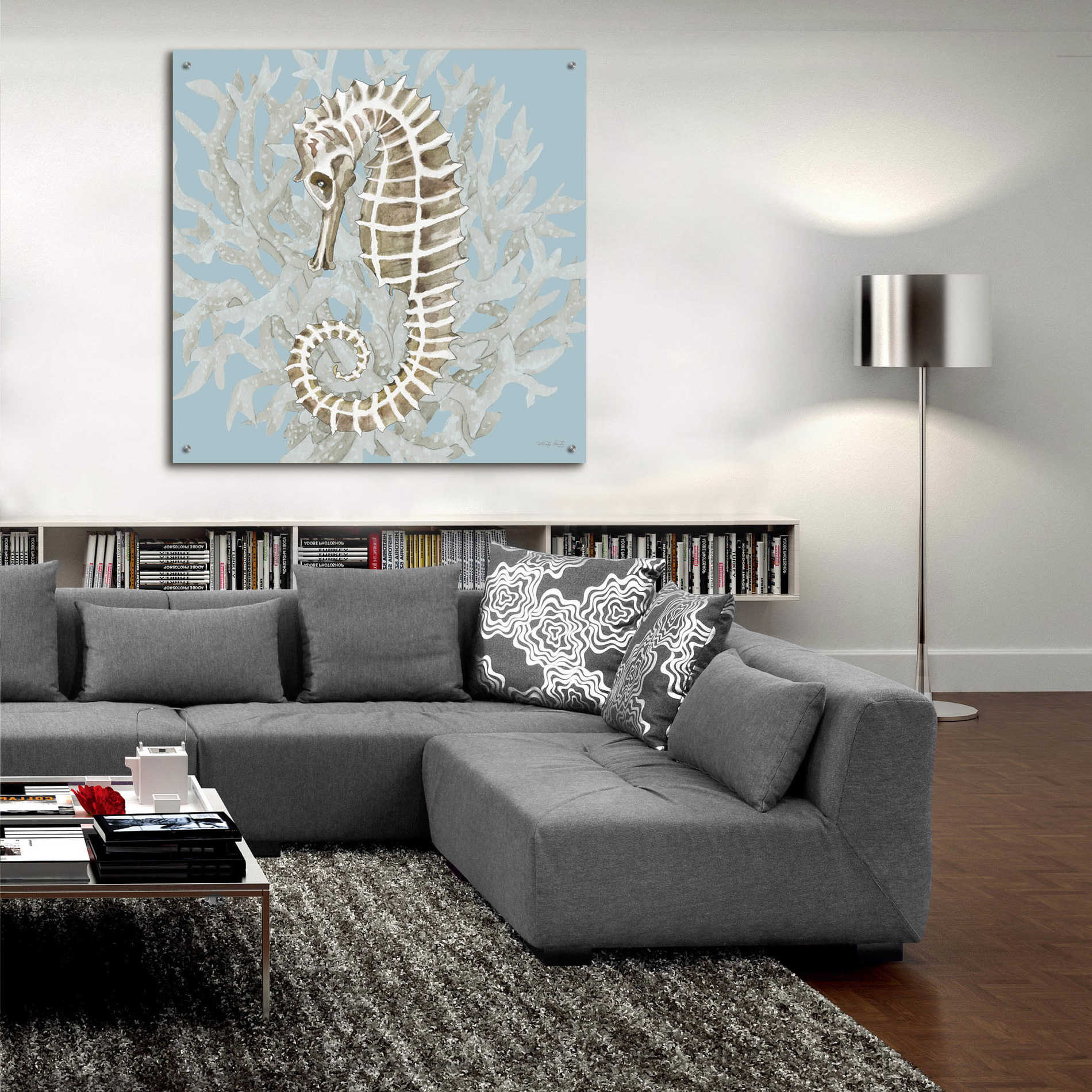 Epic Art 'Coral Seahorse II' by Cindy Jacobs, Acrylic Glass Wall Art,36x36