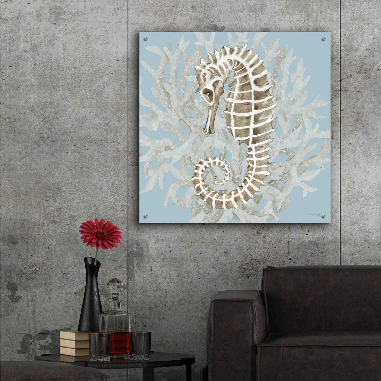 Epic Art 'Coral Seahorse II' by Cindy Jacobs, Acrylic Glass Wall Art,36x36