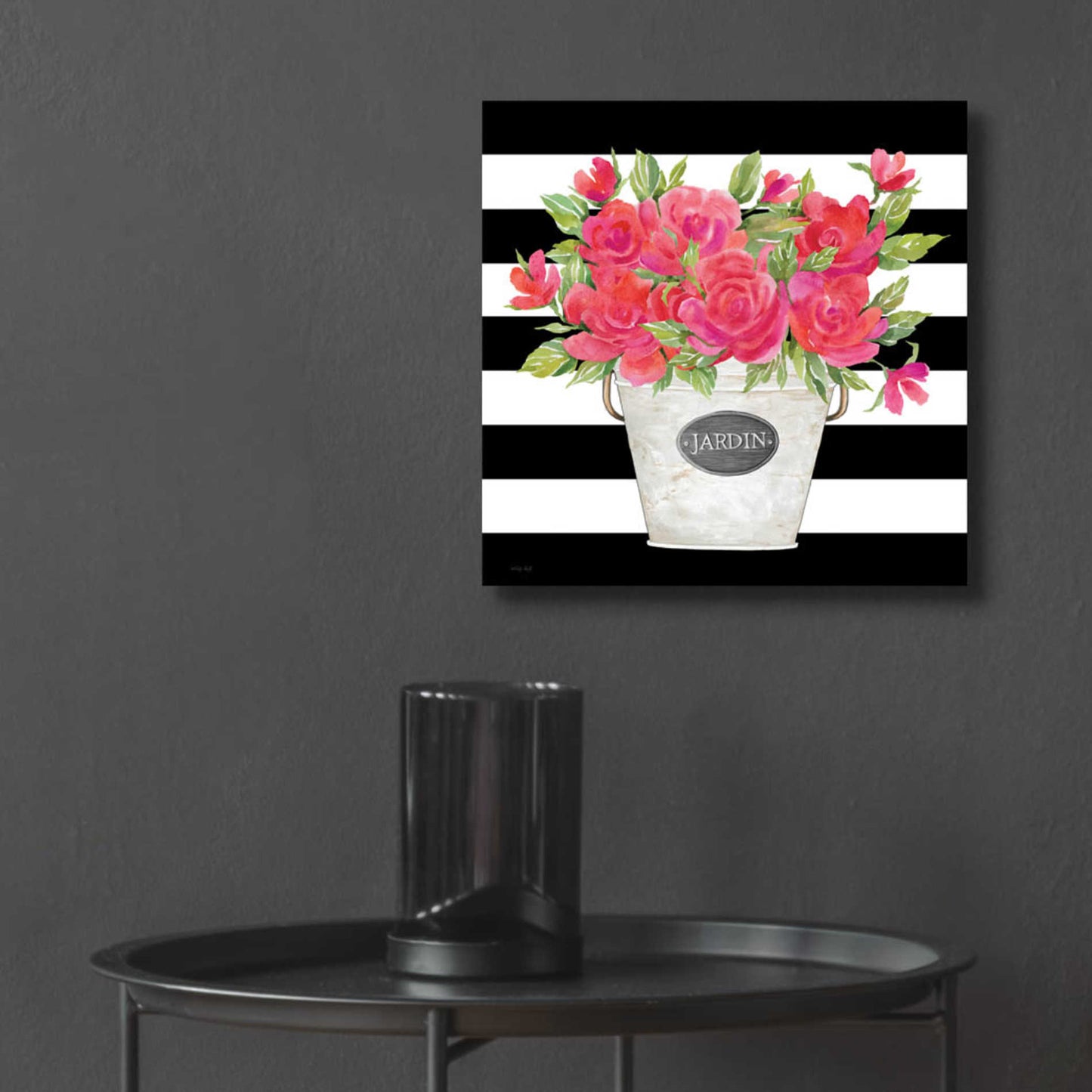 Epic Art 'Fuchsia Jardin Stripes' by Cindy Jacobs, Acrylic Glass Wall Art,12x12