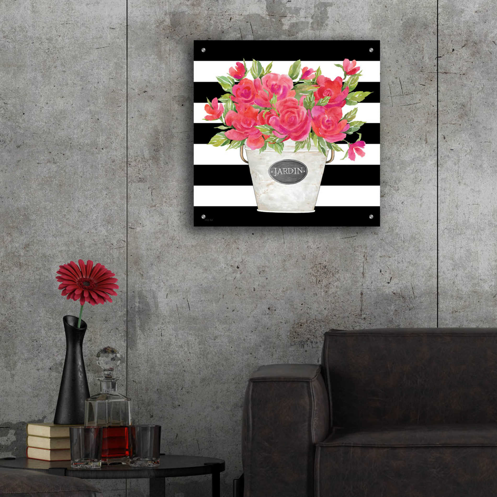 Epic Art 'Fuchsia Jardin Stripes' by Cindy Jacobs, Acrylic Glass Wall Art,24x24