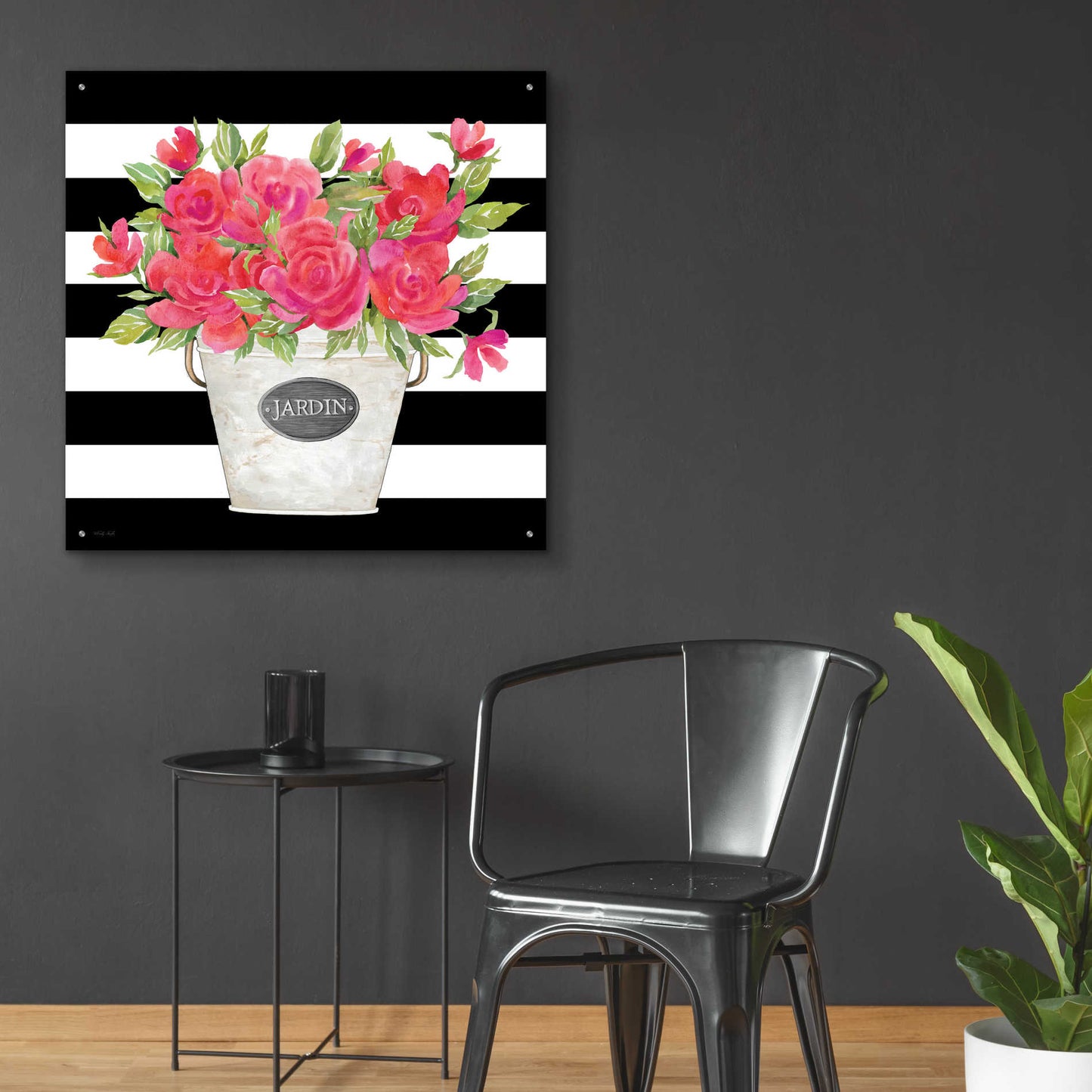 Epic Art 'Fuchsia Jardin Stripes' by Cindy Jacobs, Acrylic Glass Wall Art,36x36