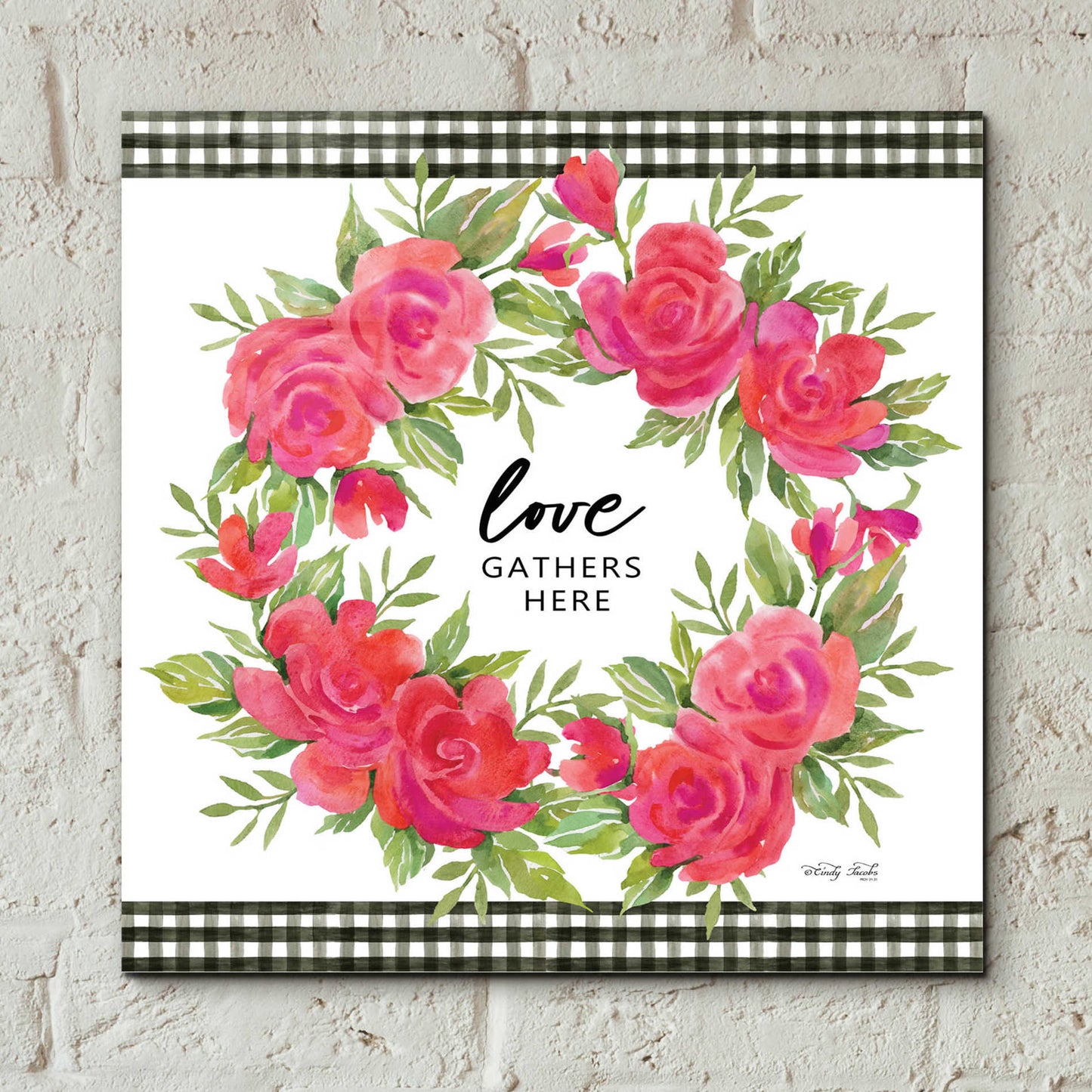 Epic Art 'Love Gathers Here Flower Crown' by Cindy Jacobs, Acrylic Glass Wall Art,12x12