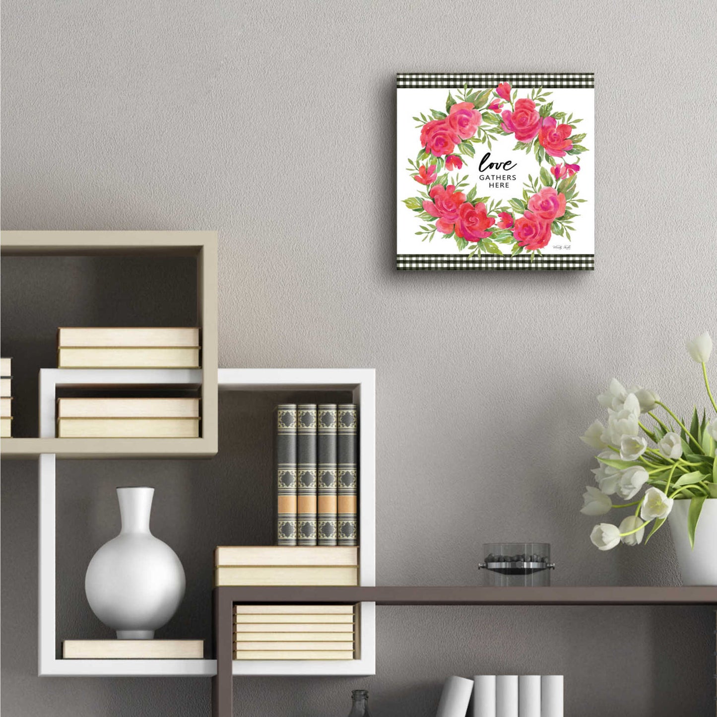 Epic Art 'Love Gathers Here Flower Crown' by Cindy Jacobs, Acrylic Glass Wall Art,12x12