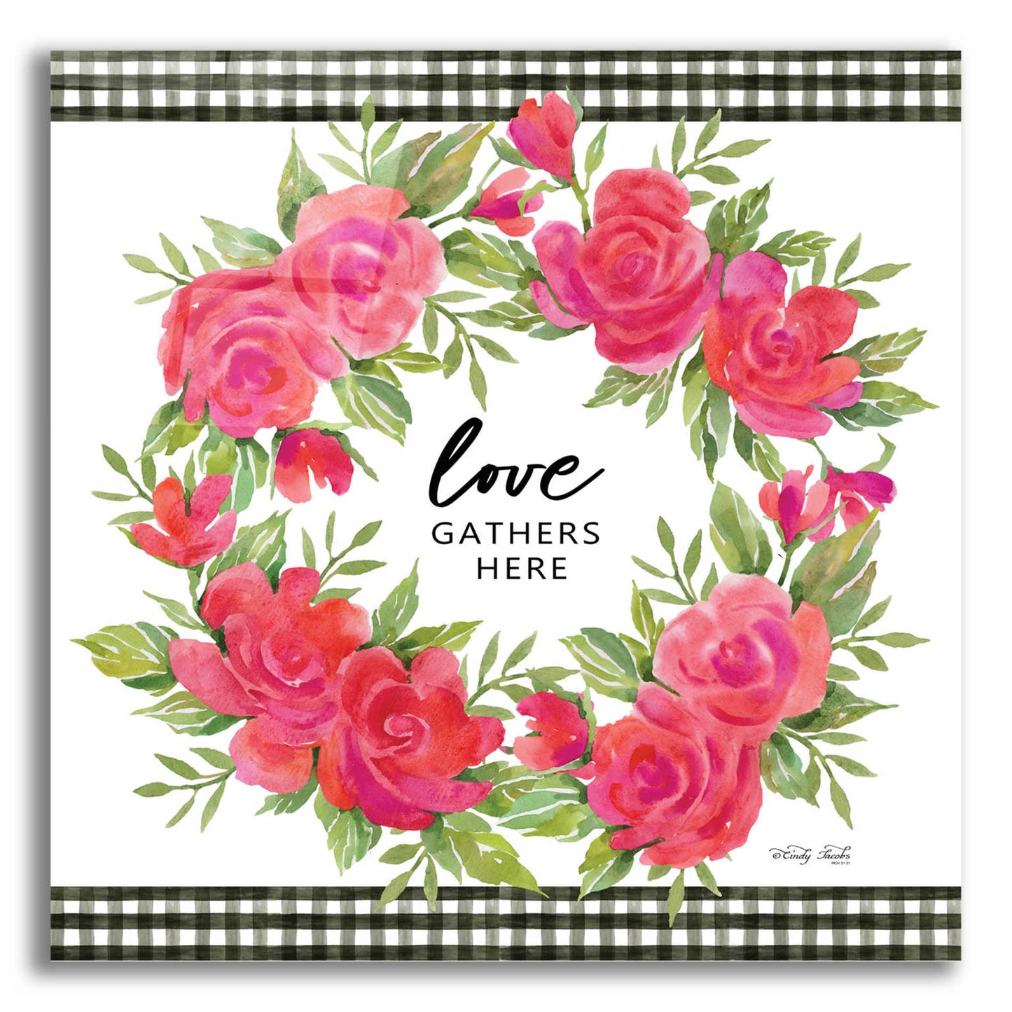 Epic Art 'Love Gathers Here Flower Crown' by Cindy Jacobs, Acrylic Glass Wall Art,12x12