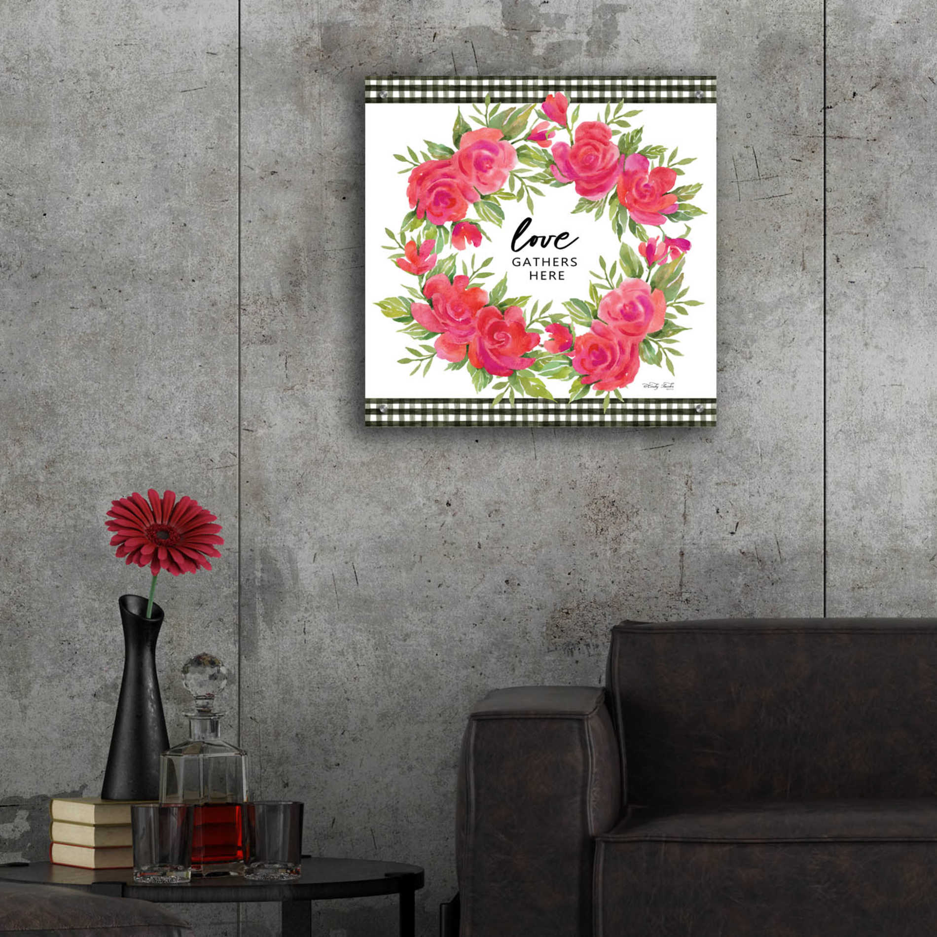 Epic Art 'Love Gathers Here Flower Crown' by Cindy Jacobs, Acrylic Glass Wall Art,24x24