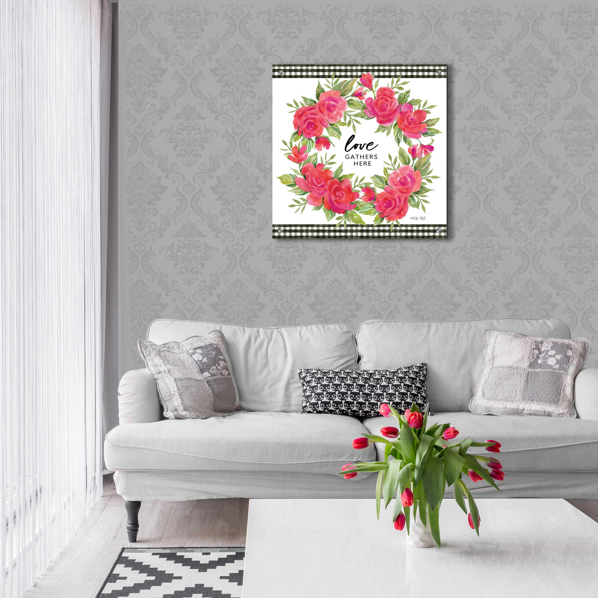 Epic Art 'Love Gathers Here Flower Crown' by Cindy Jacobs, Acrylic Glass Wall Art,24x24