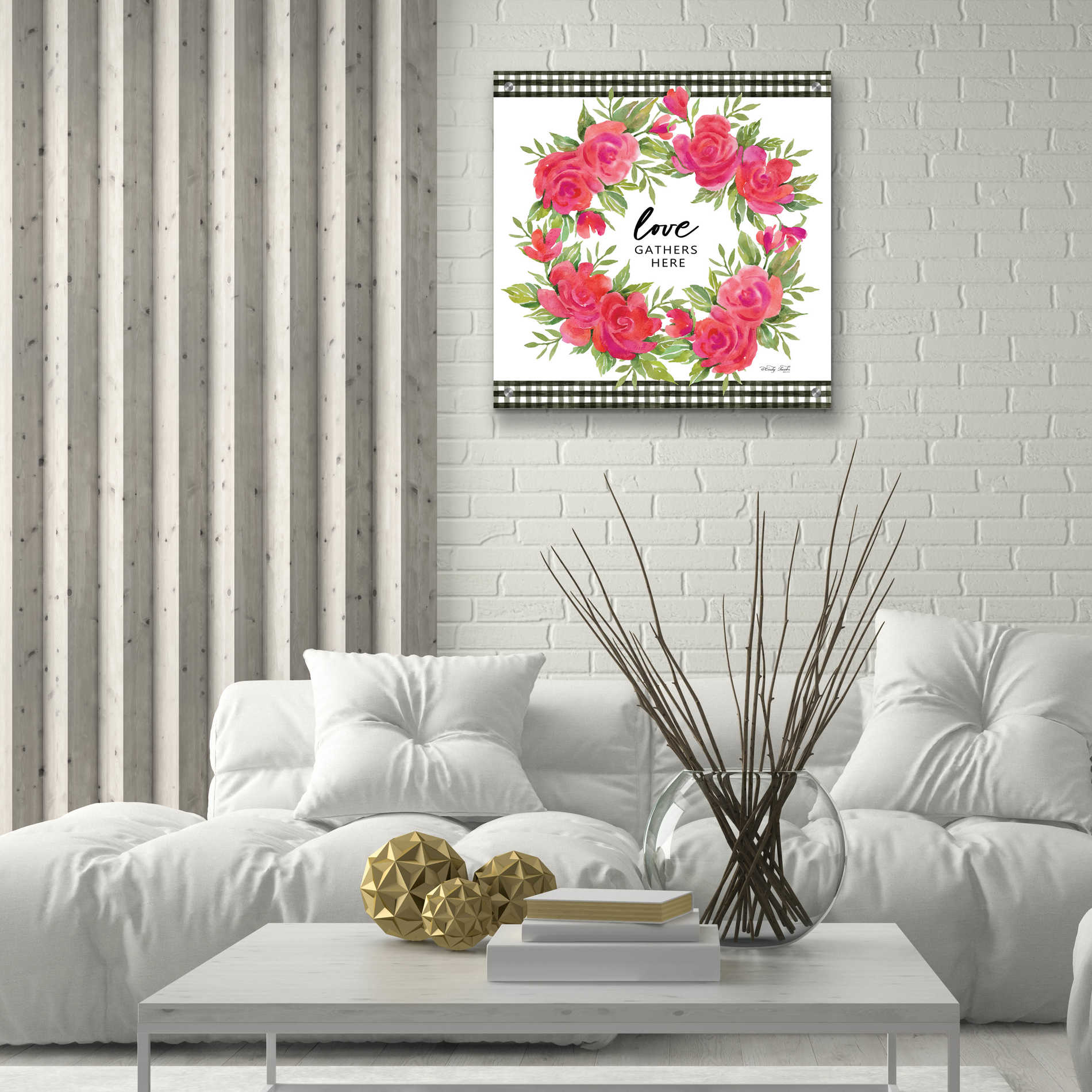 Epic Art 'Love Gathers Here Flower Crown' by Cindy Jacobs, Acrylic Glass Wall Art,24x24