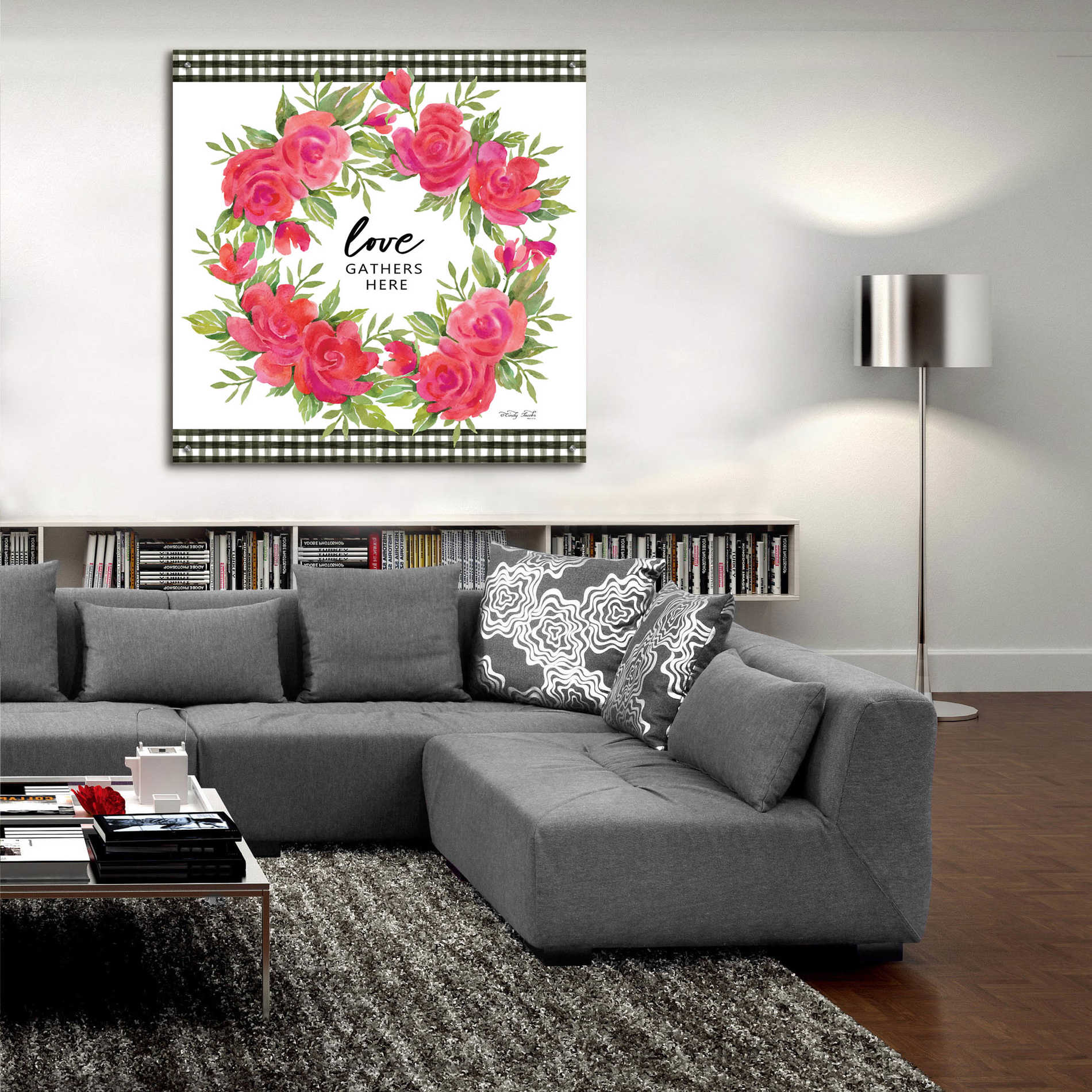 Epic Art 'Love Gathers Here Flower Crown' by Cindy Jacobs, Acrylic Glass Wall Art,36x36