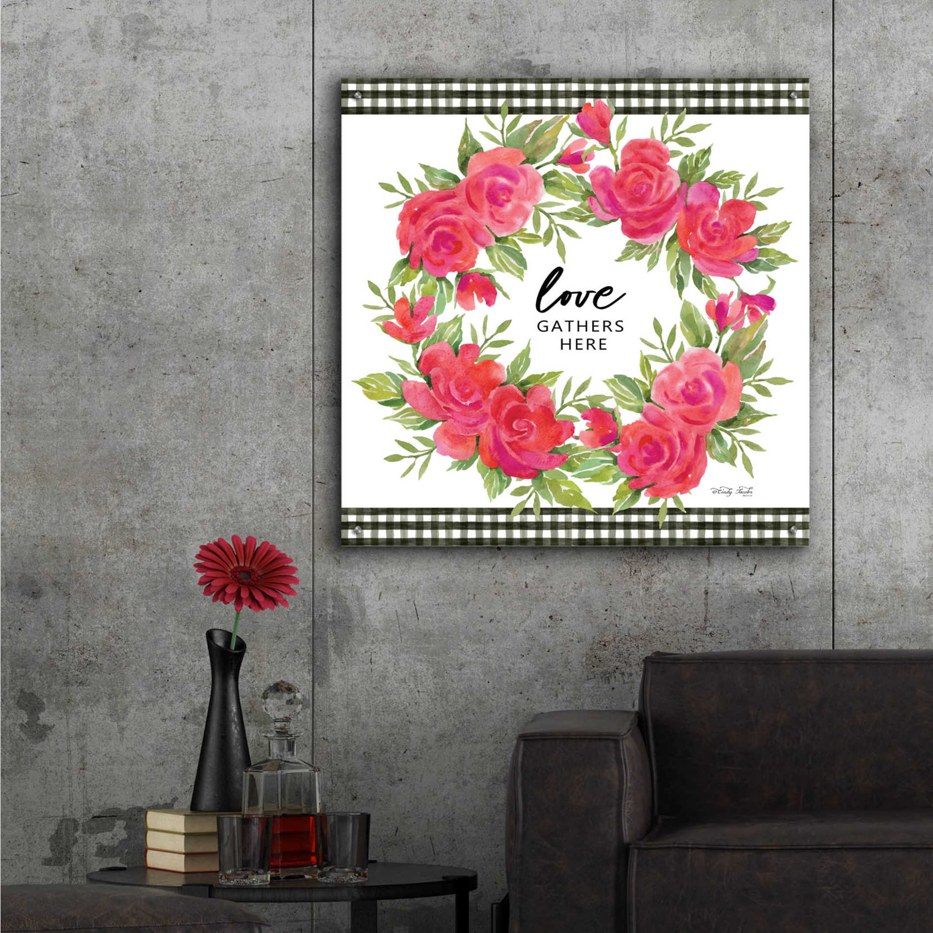 Epic Art 'Love Gathers Here Flower Crown' by Cindy Jacobs, Acrylic Glass Wall Art,36x36