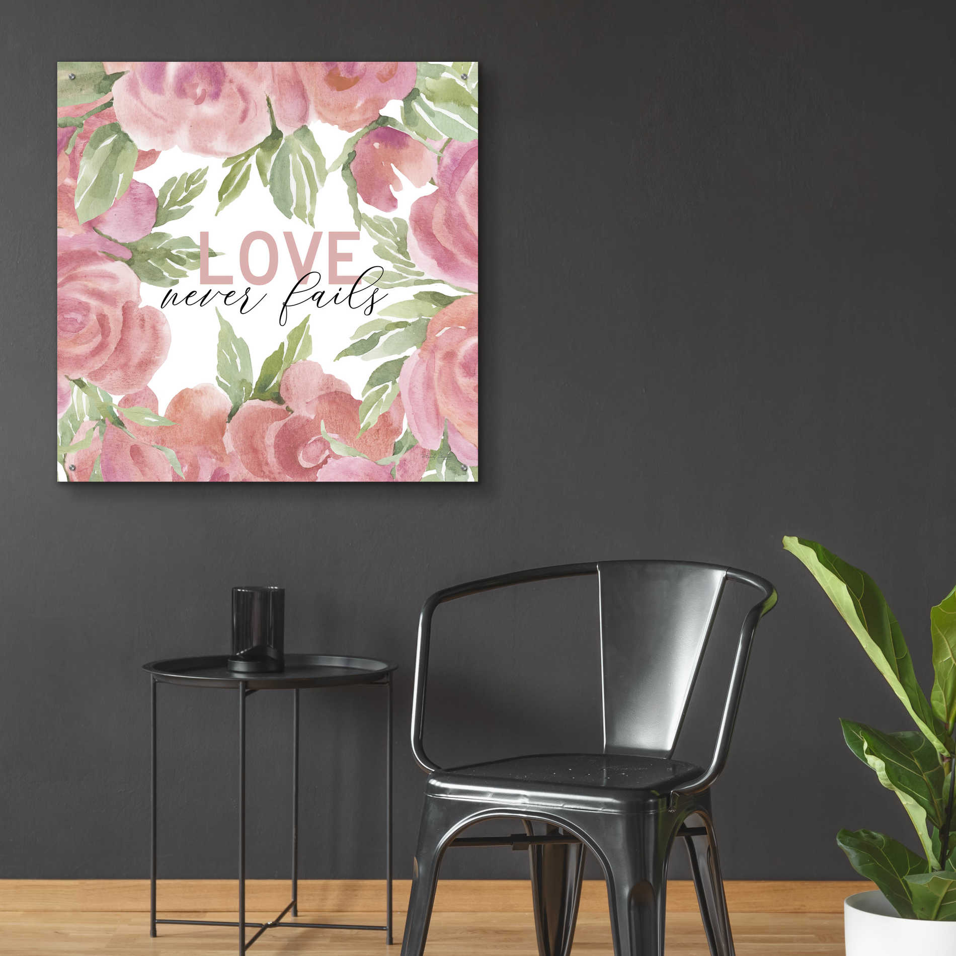 Epic Art 'Love Never Fails Roses' by Cindy Jacobs, Acrylic Glass Wall Art,36x36