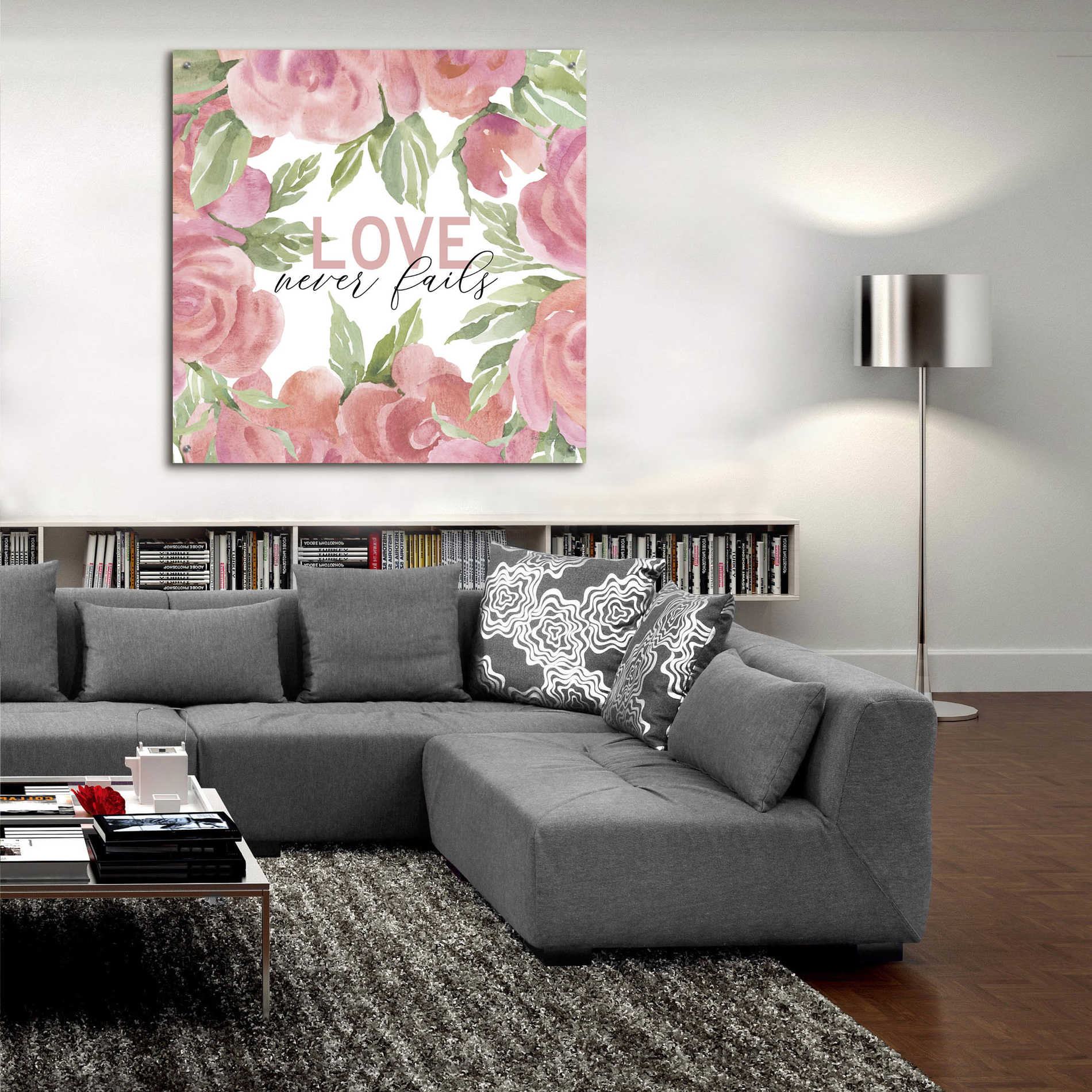 Epic Art 'Love Never Fails Roses' by Cindy Jacobs, Acrylic Glass Wall Art,36x36