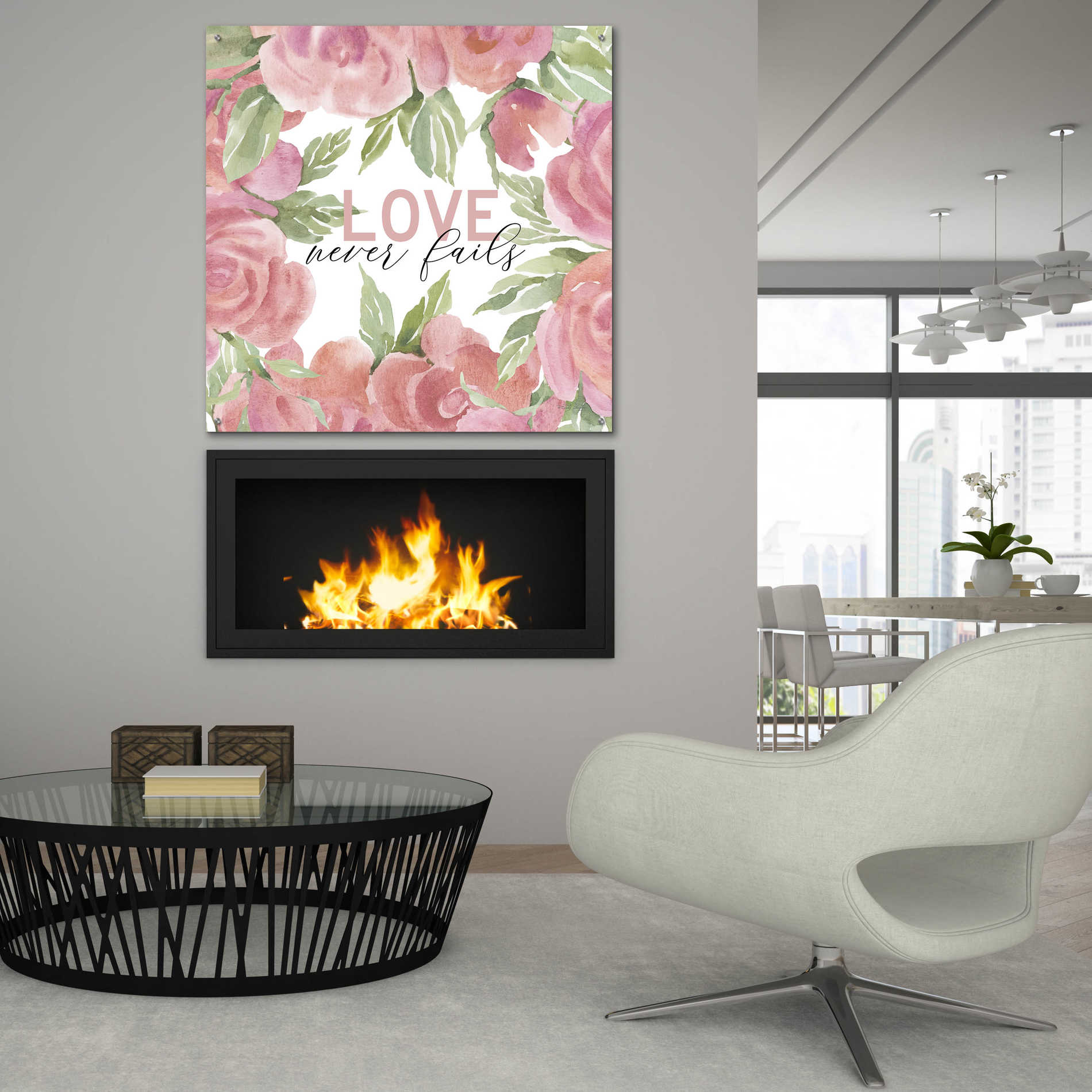 Epic Art 'Love Never Fails Roses' by Cindy Jacobs, Acrylic Glass Wall Art,36x36