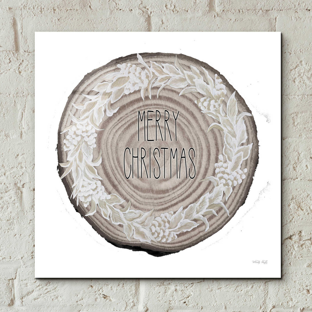 Epic Art 'Woodland Merry Christmas Wreath' by Cindy Jacobs, Acrylic Glass Wall Art,12x12
