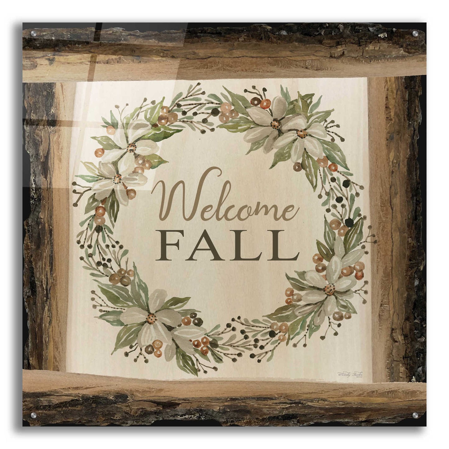 Epic Art 'Welcome Fall Wreath' by Cindy Jacobs, Acrylic Glass Wall Art,36x36