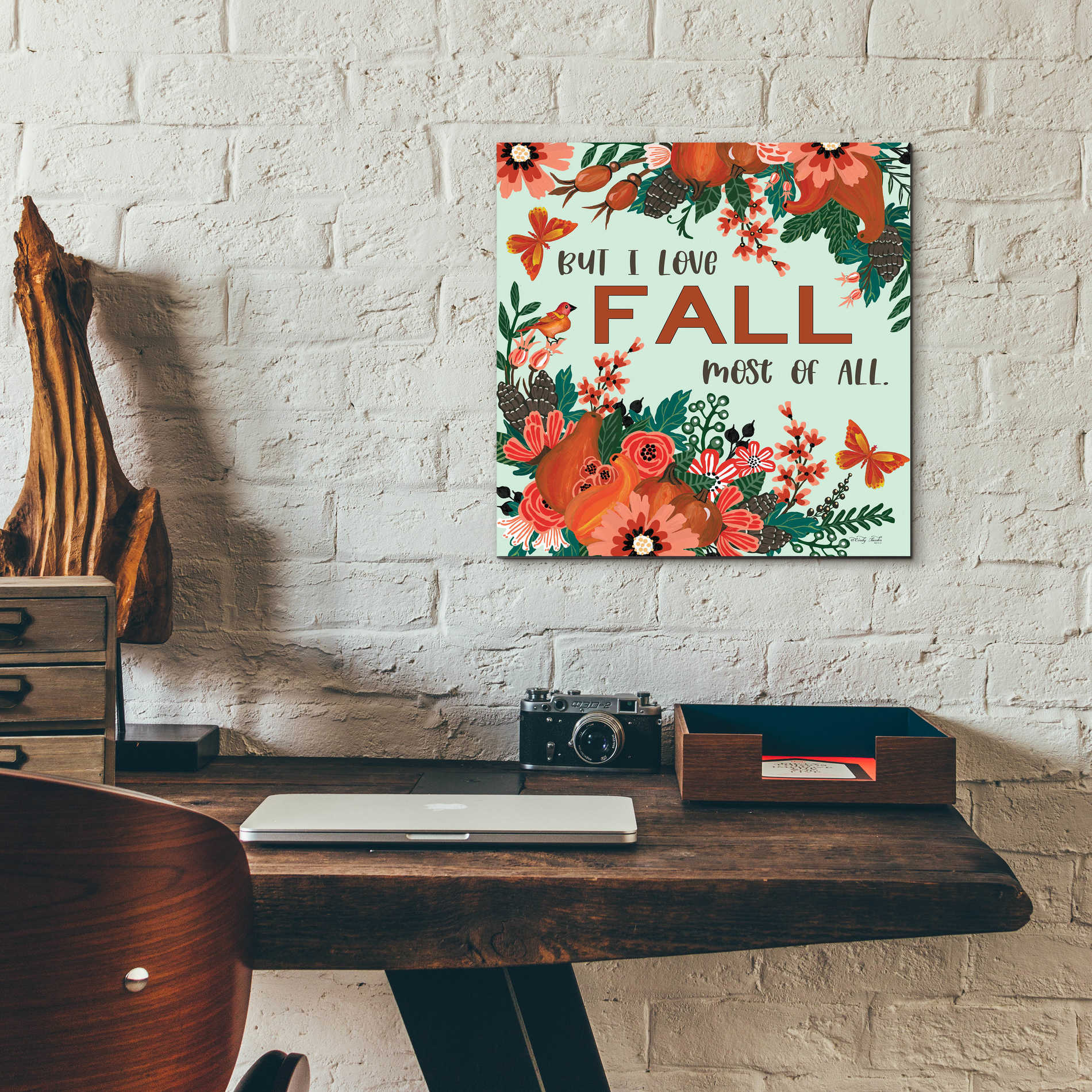 Epic Art 'I Love Fall' by Cindy Jacobs, Acrylic Glass Wall Art,12x12