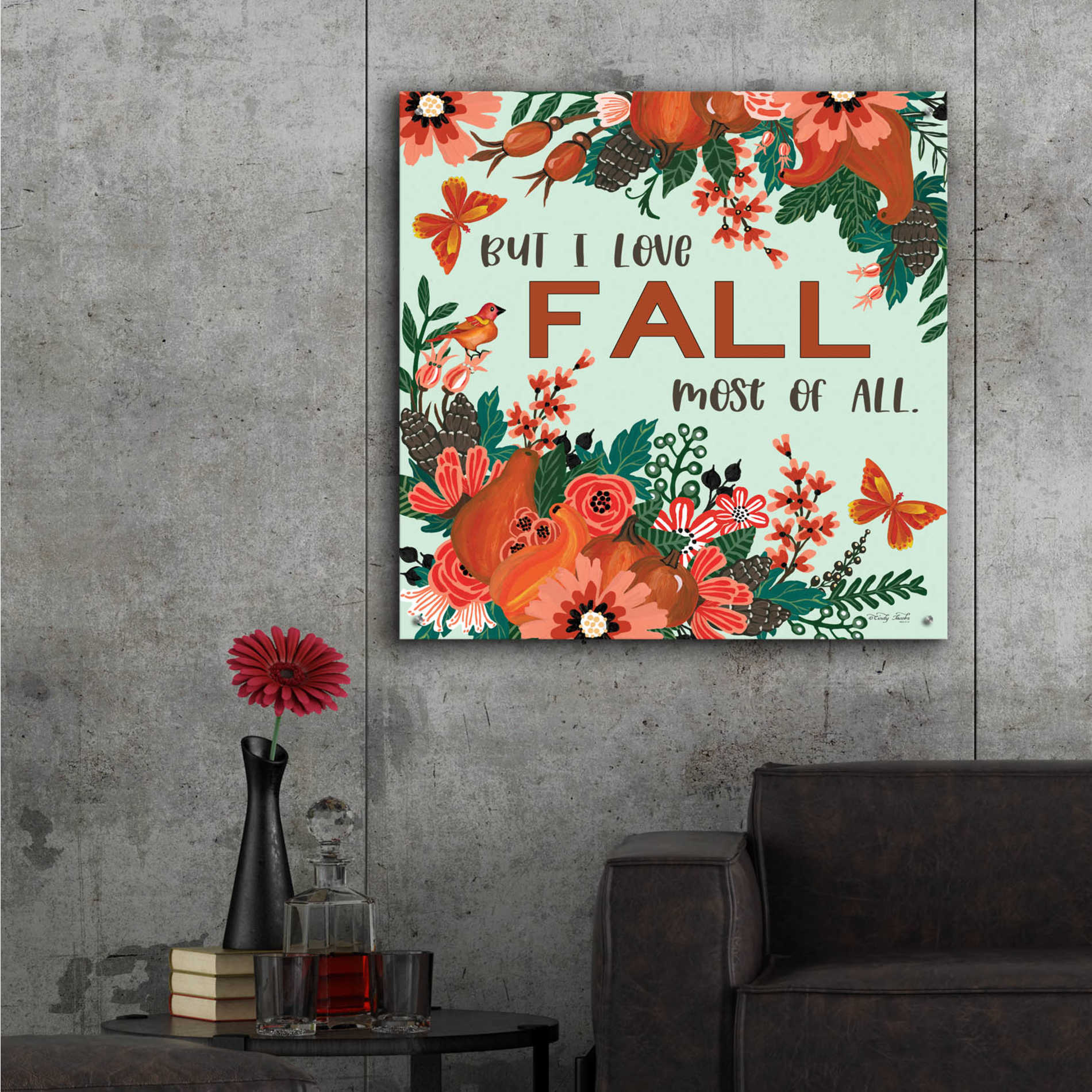 Epic Art 'I Love Fall' by Cindy Jacobs, Acrylic Glass Wall Art,36x36