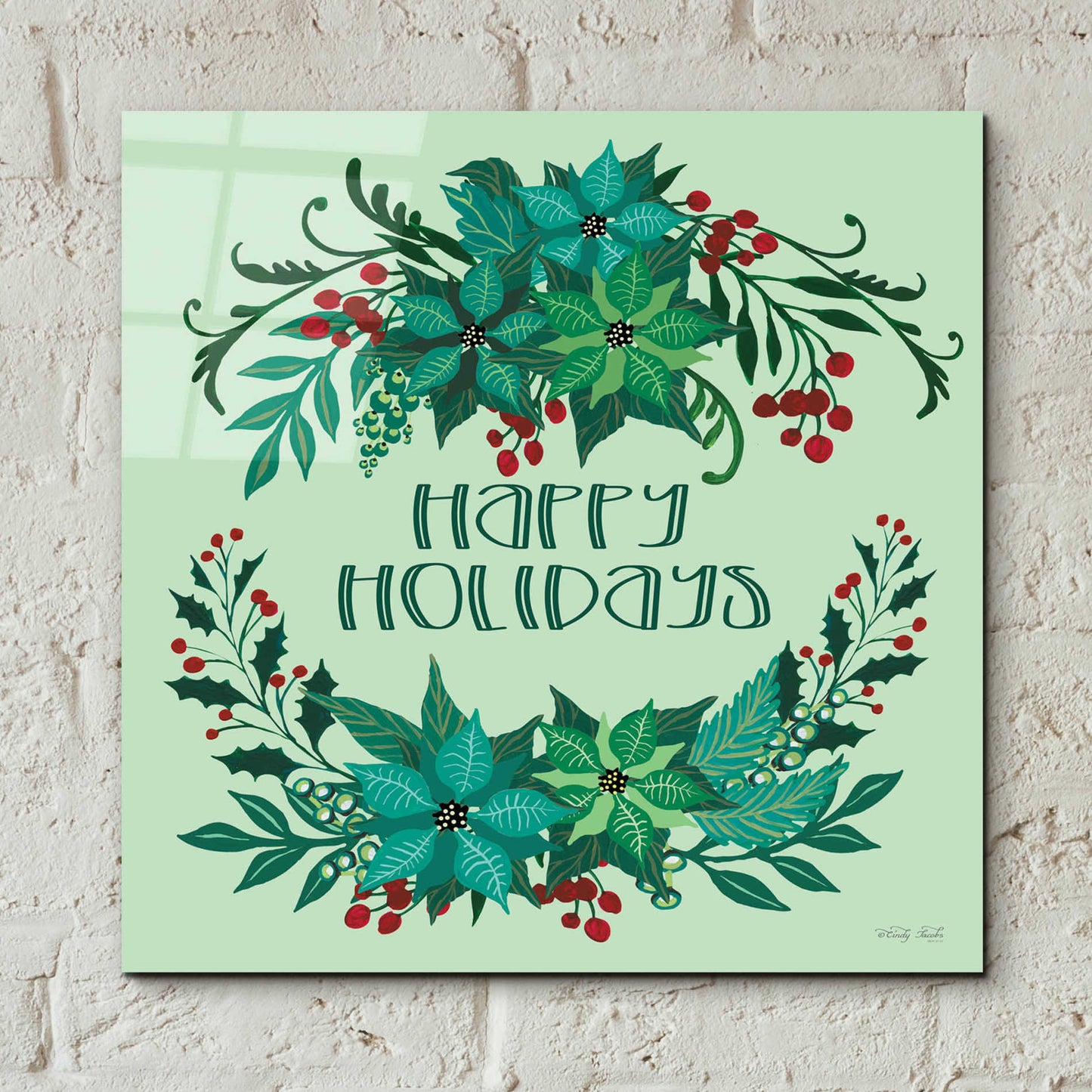 Epic Art 'Happy Holidays' by Cindy Jacobs, Acrylic Glass Wall Art,12x12