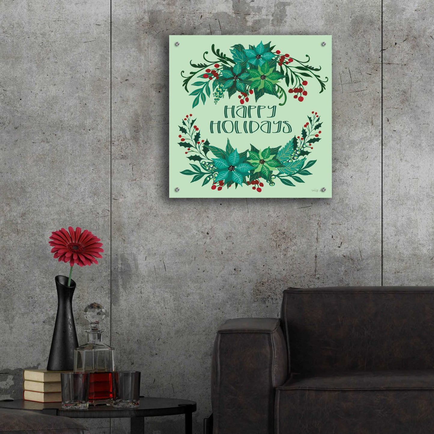 Epic Art 'Happy Holidays' by Cindy Jacobs, Acrylic Glass Wall Art,24x24