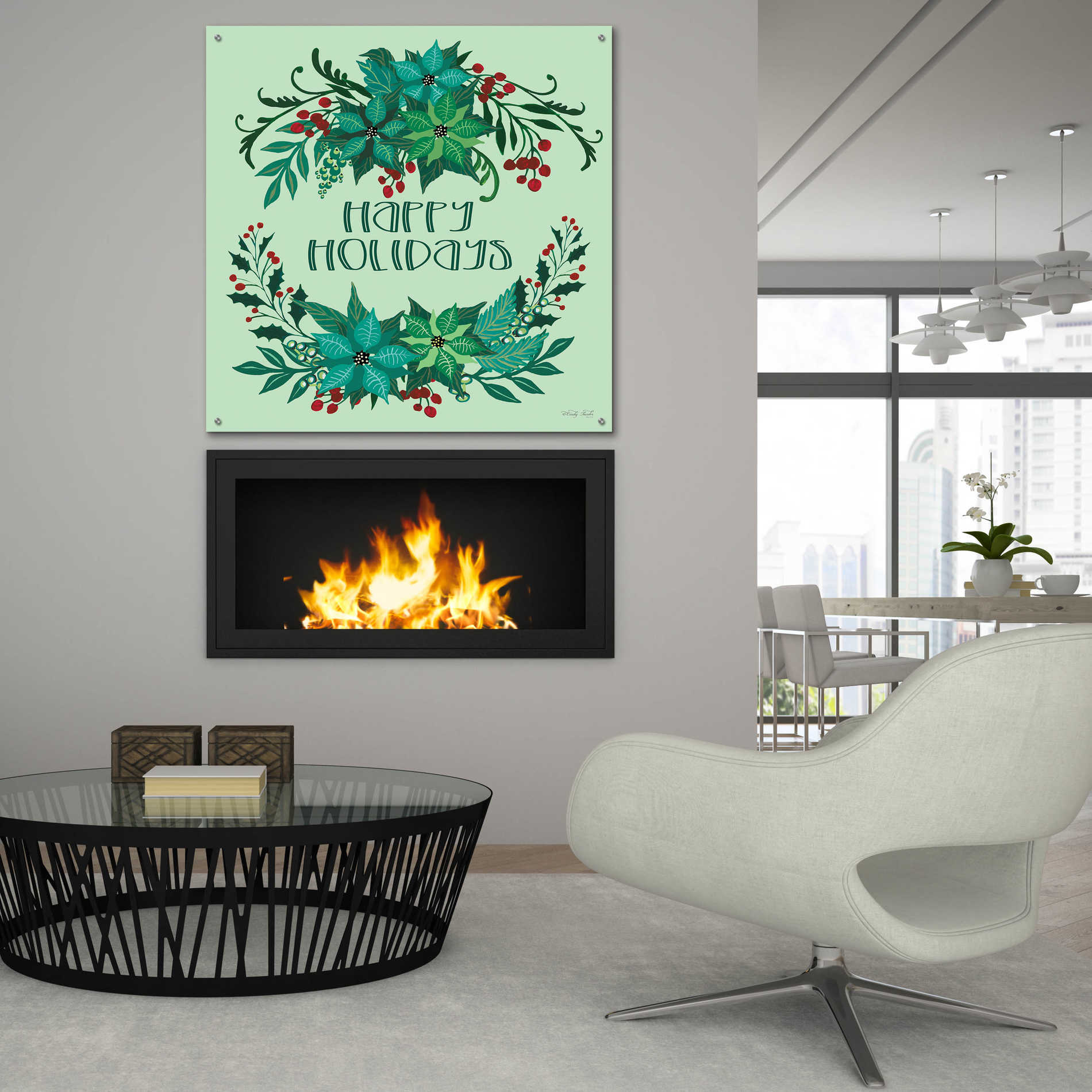 Epic Art 'Happy Holidays' by Cindy Jacobs, Acrylic Glass Wall Art,36x36