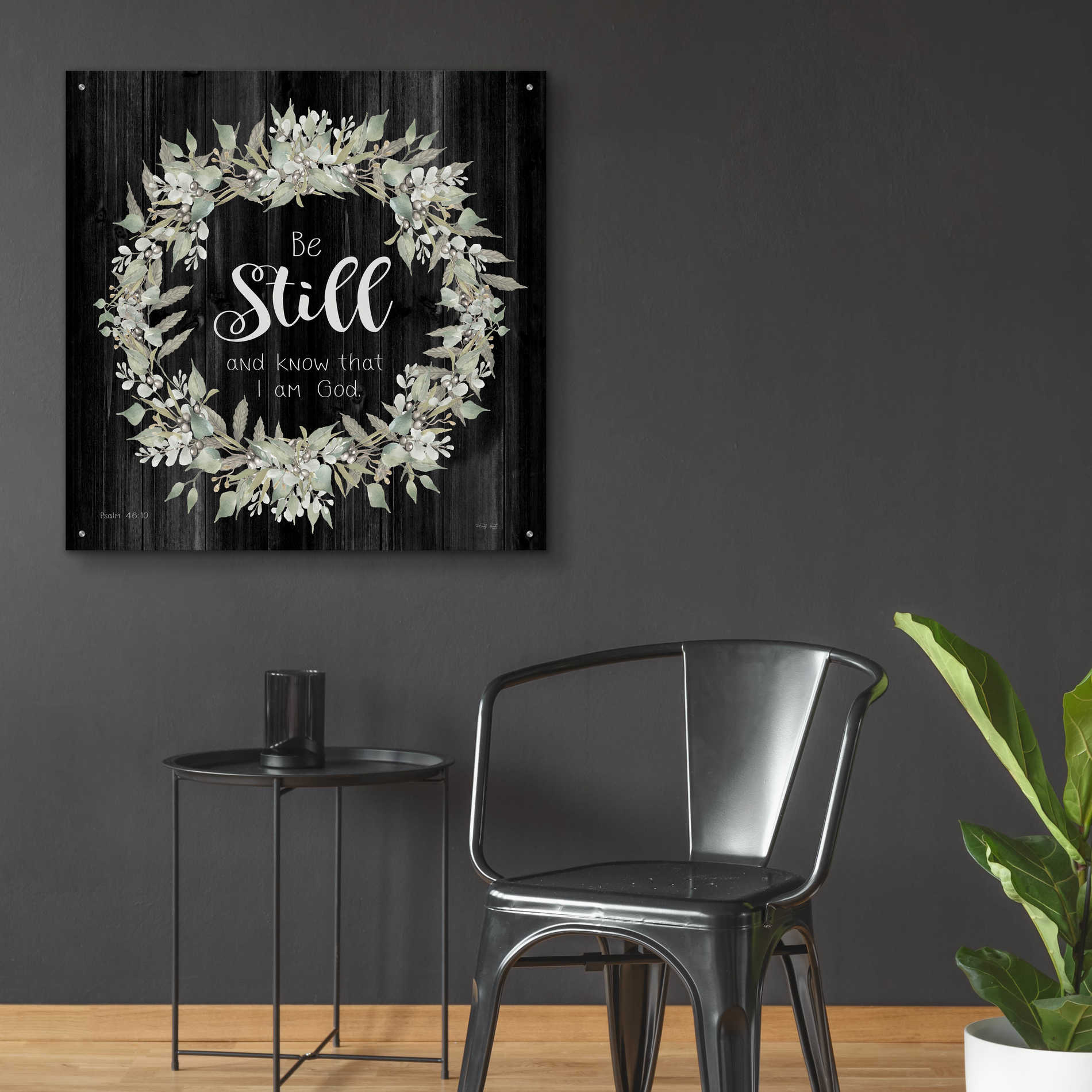 Epic Art 'Be Still and Know Wreath' by Cindy Jacobs, Acrylic Glass Wall Art,36x36