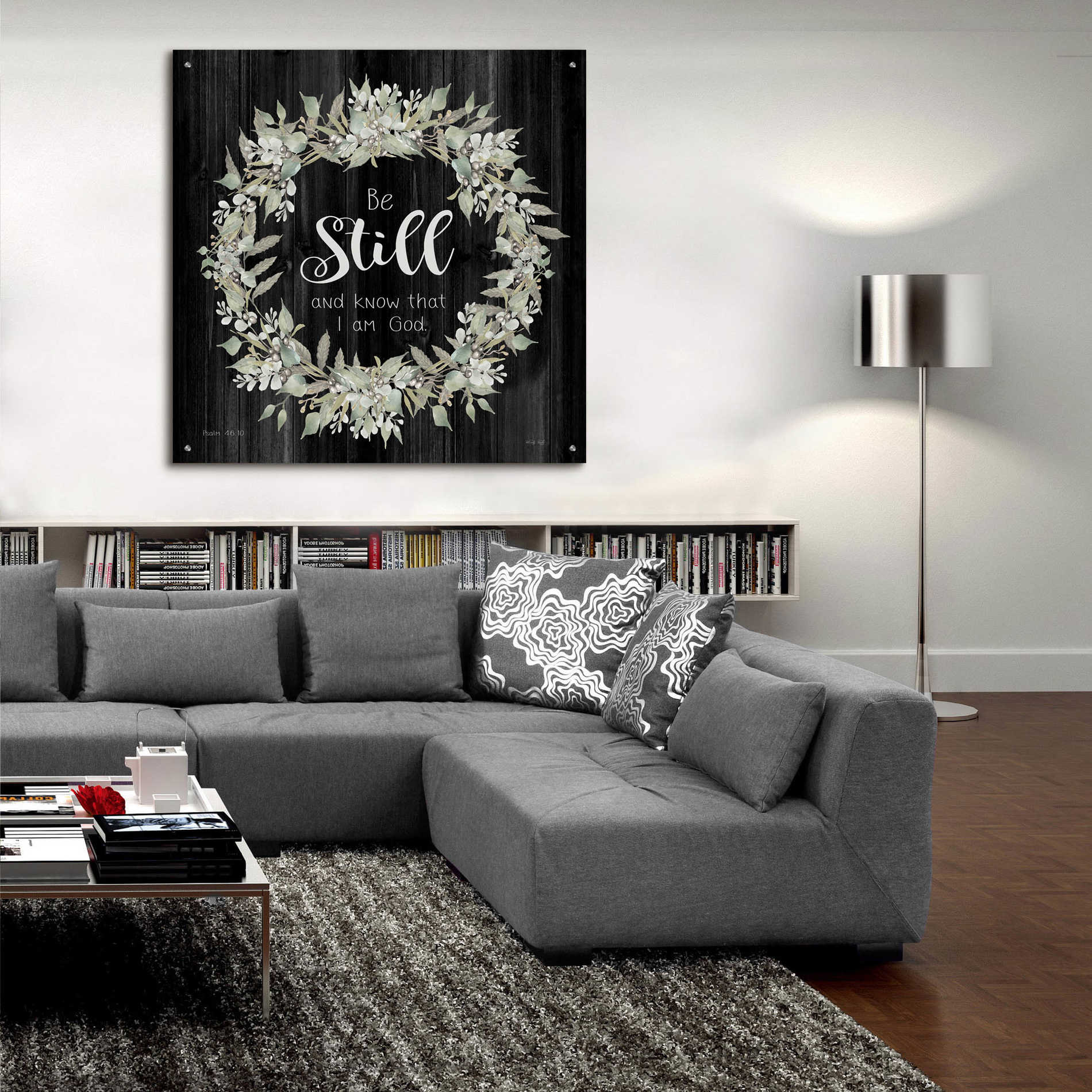 Epic Art 'Be Still and Know Wreath' by Cindy Jacobs, Acrylic Glass Wall Art,36x36