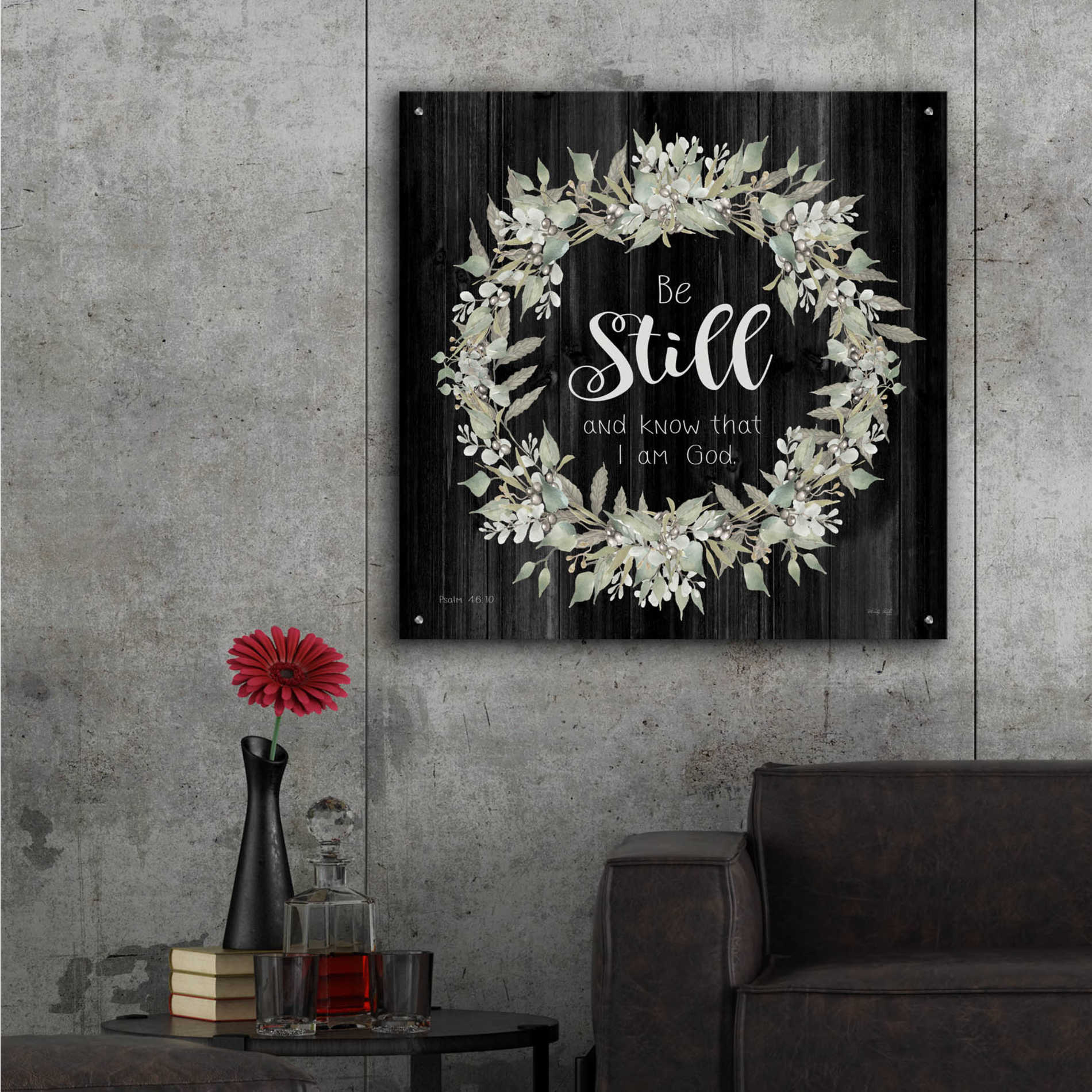 Epic Art 'Be Still and Know Wreath' by Cindy Jacobs, Acrylic Glass Wall Art,36x36