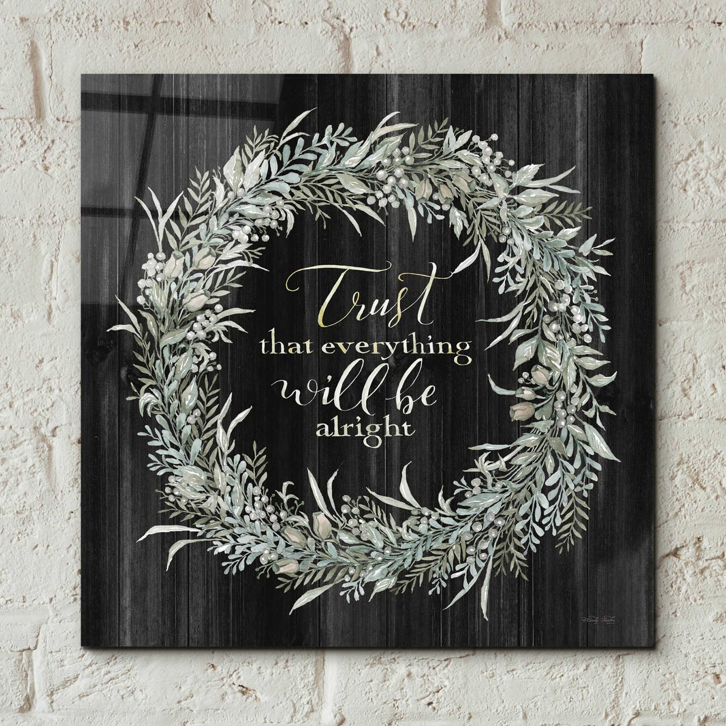 Epic Art 'Trust Wreath' by Cindy Jacobs, Acrylic Glass Wall Art,12x12