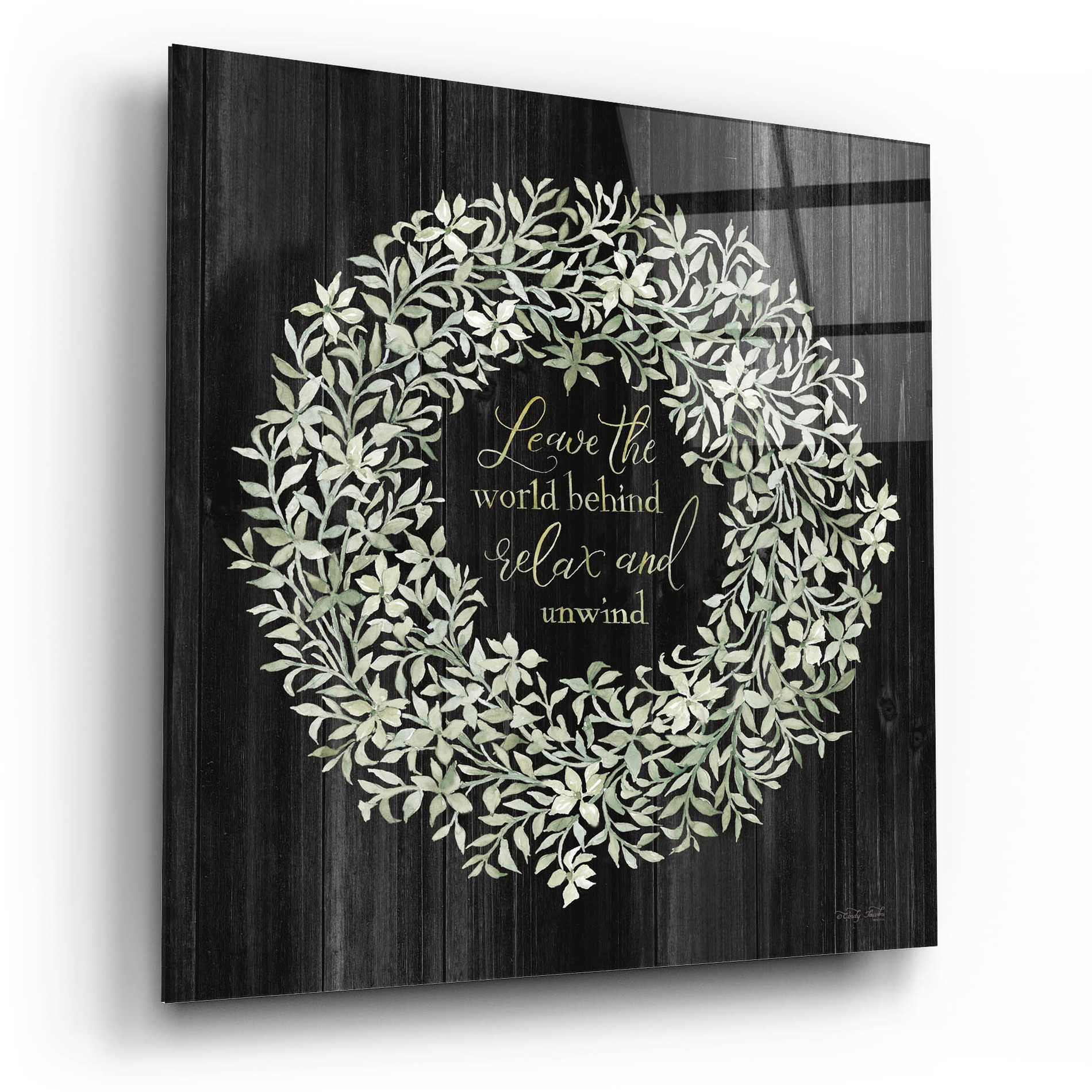 Epic Art 'Leave the World Behind Wreath' by Cindy Jacobs, Acrylic Glass Wall Art,12x12