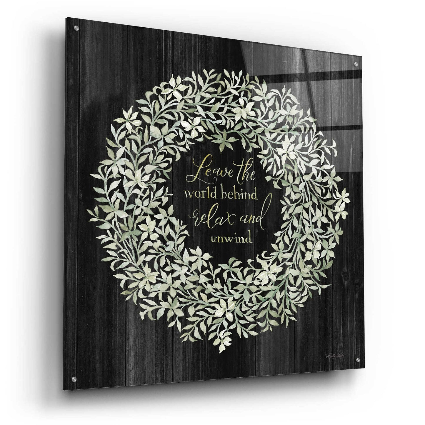 Epic Art 'Leave the World Behind Wreath' by Cindy Jacobs, Acrylic Glass Wall Art,36x36