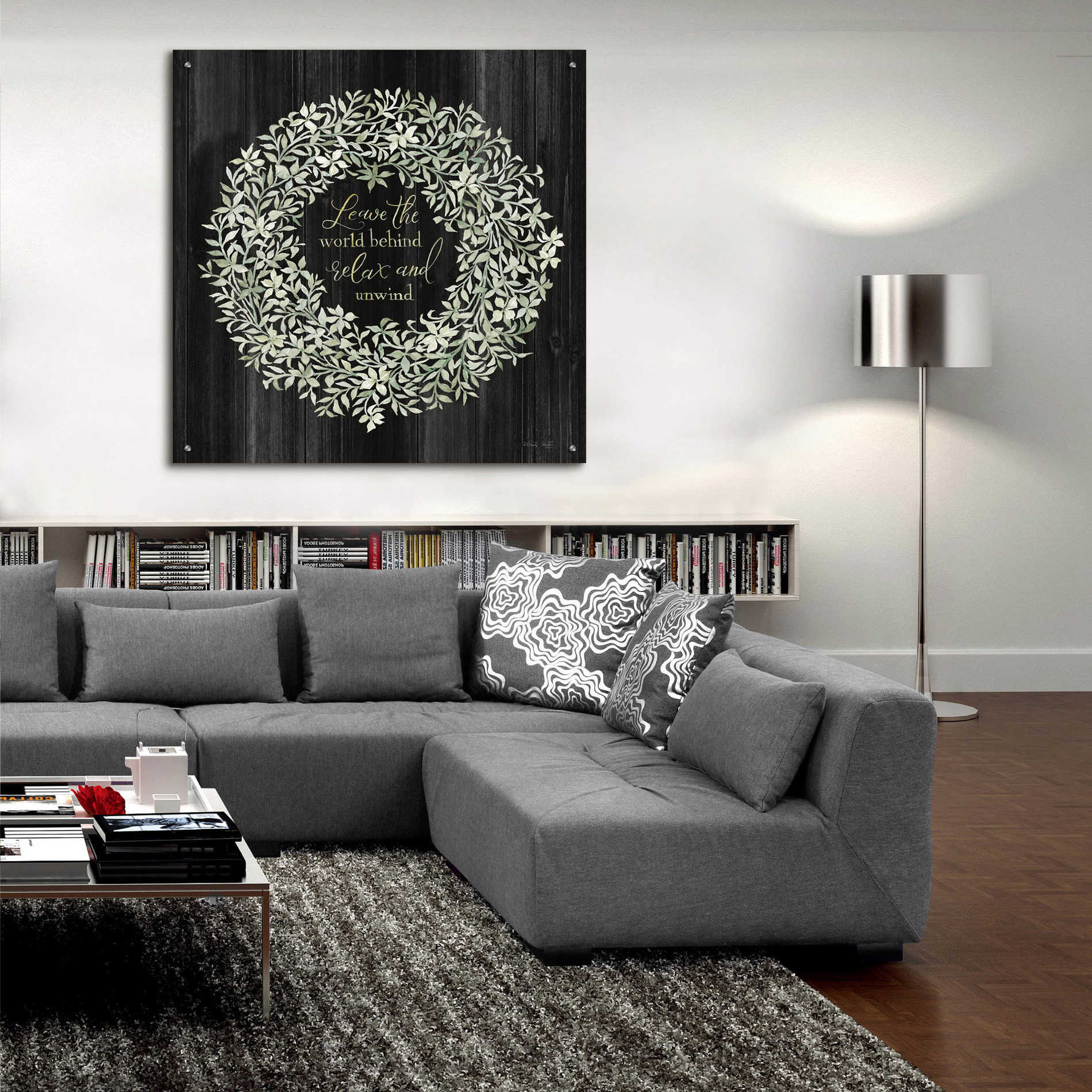 Epic Art 'Leave the World Behind Wreath' by Cindy Jacobs, Acrylic Glass Wall Art,36x36