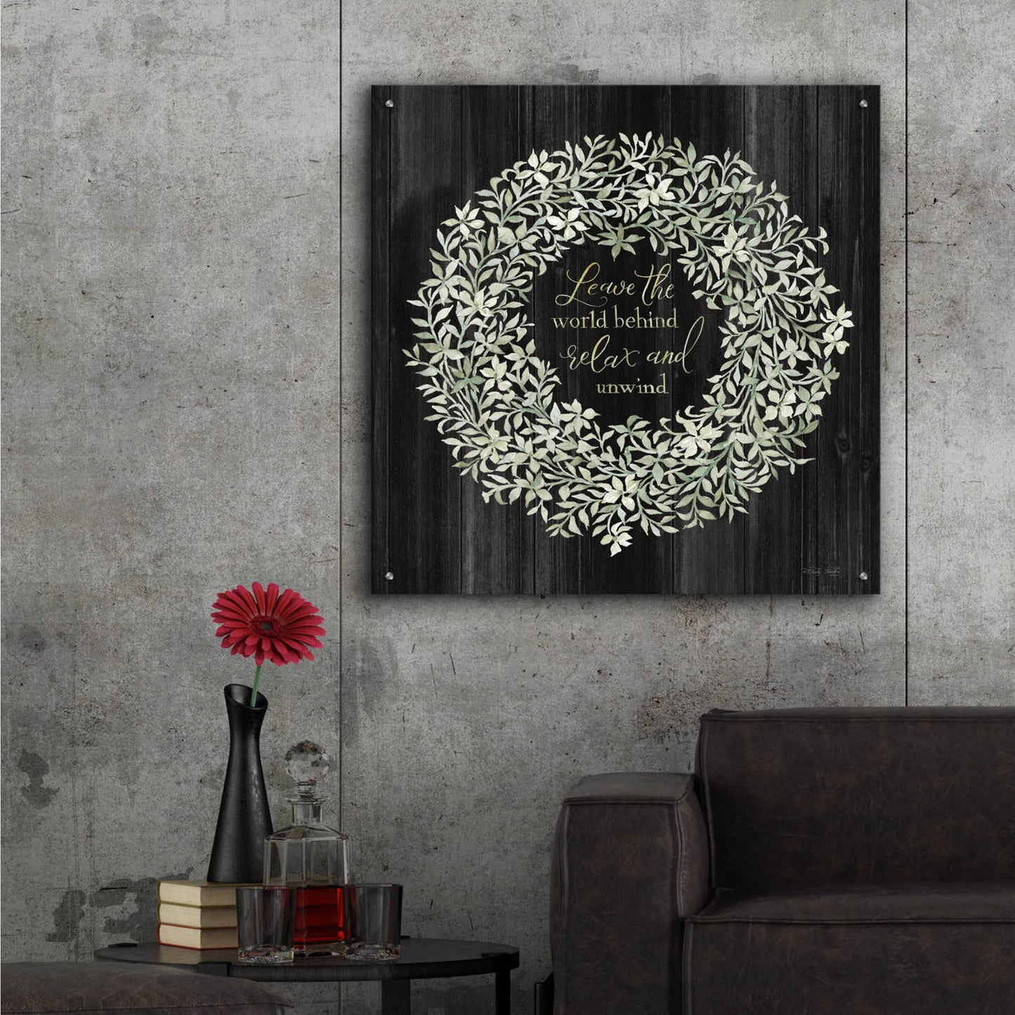 Epic Art 'Leave the World Behind Wreath' by Cindy Jacobs, Acrylic Glass Wall Art,36x36