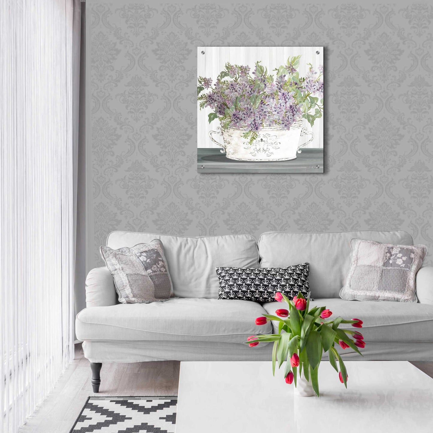 Epic Art 'Lilac Galvanized Pot' by Cindy Jacobs, Acrylic Glass Wall Art,24x24