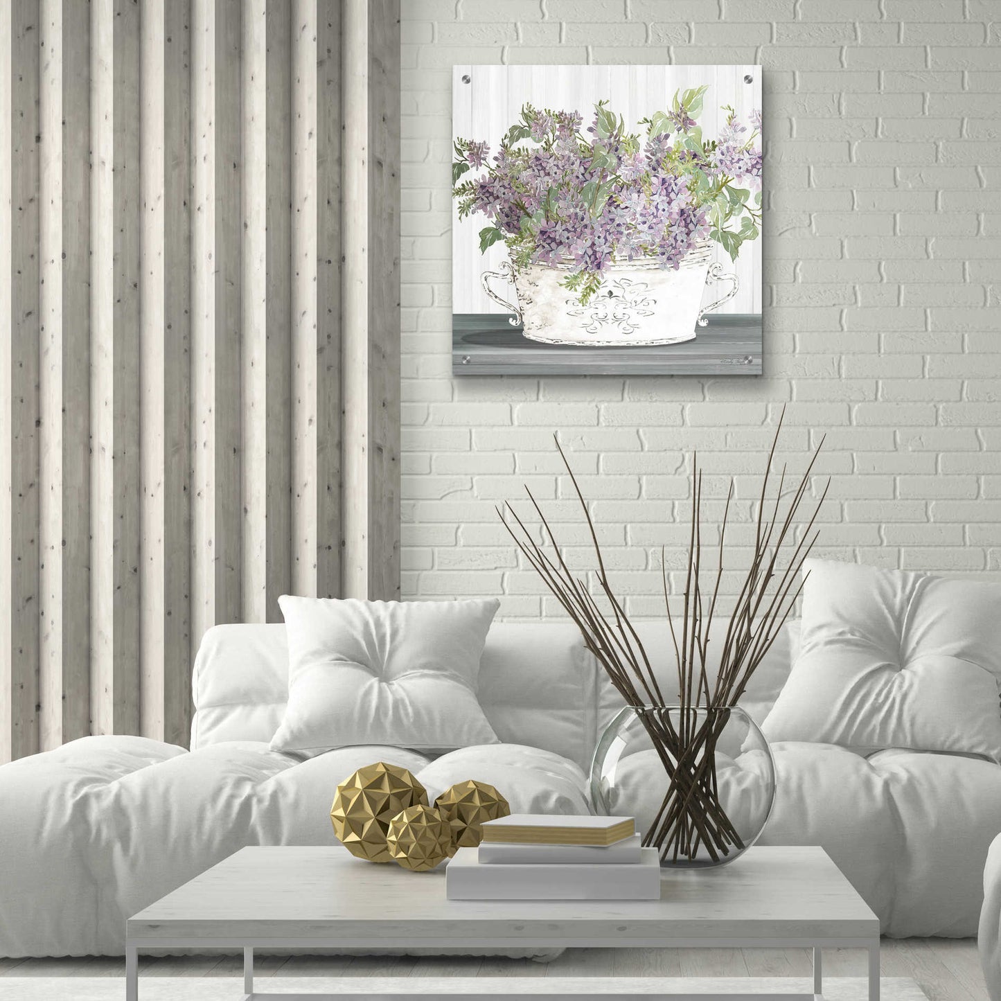 Epic Art 'Lilac Galvanized Pot' by Cindy Jacobs, Acrylic Glass Wall Art,24x24