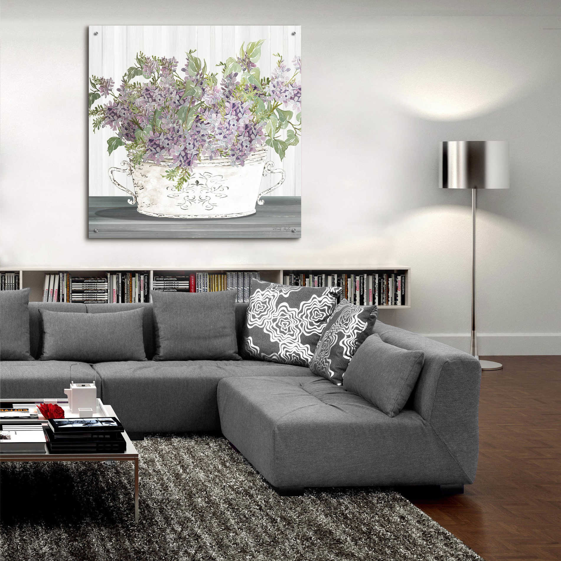 Epic Art 'Lilac Galvanized Pot' by Cindy Jacobs, Acrylic Glass Wall Art,36x36