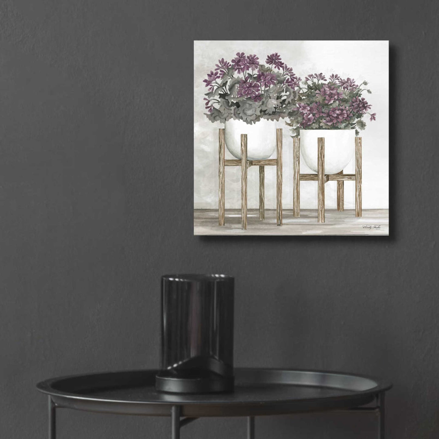 Epic Art 'Potted Geraniums' by Cindy Jacobs, Acrylic Glass Wall Art,12x12