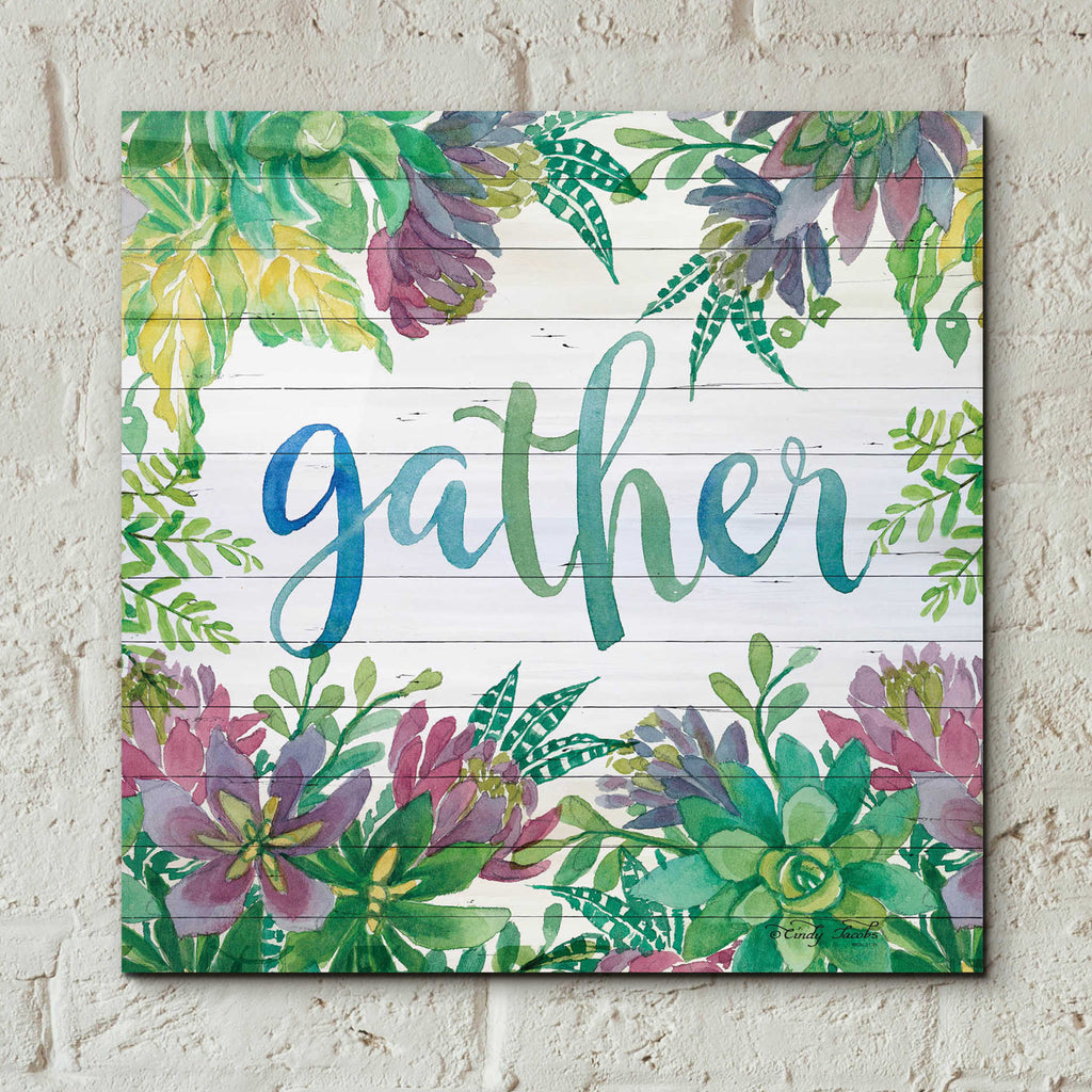 Epic Art 'Gather Succulents' by Cindy Jacobs, Acrylic Glass Wall Art,12x12
