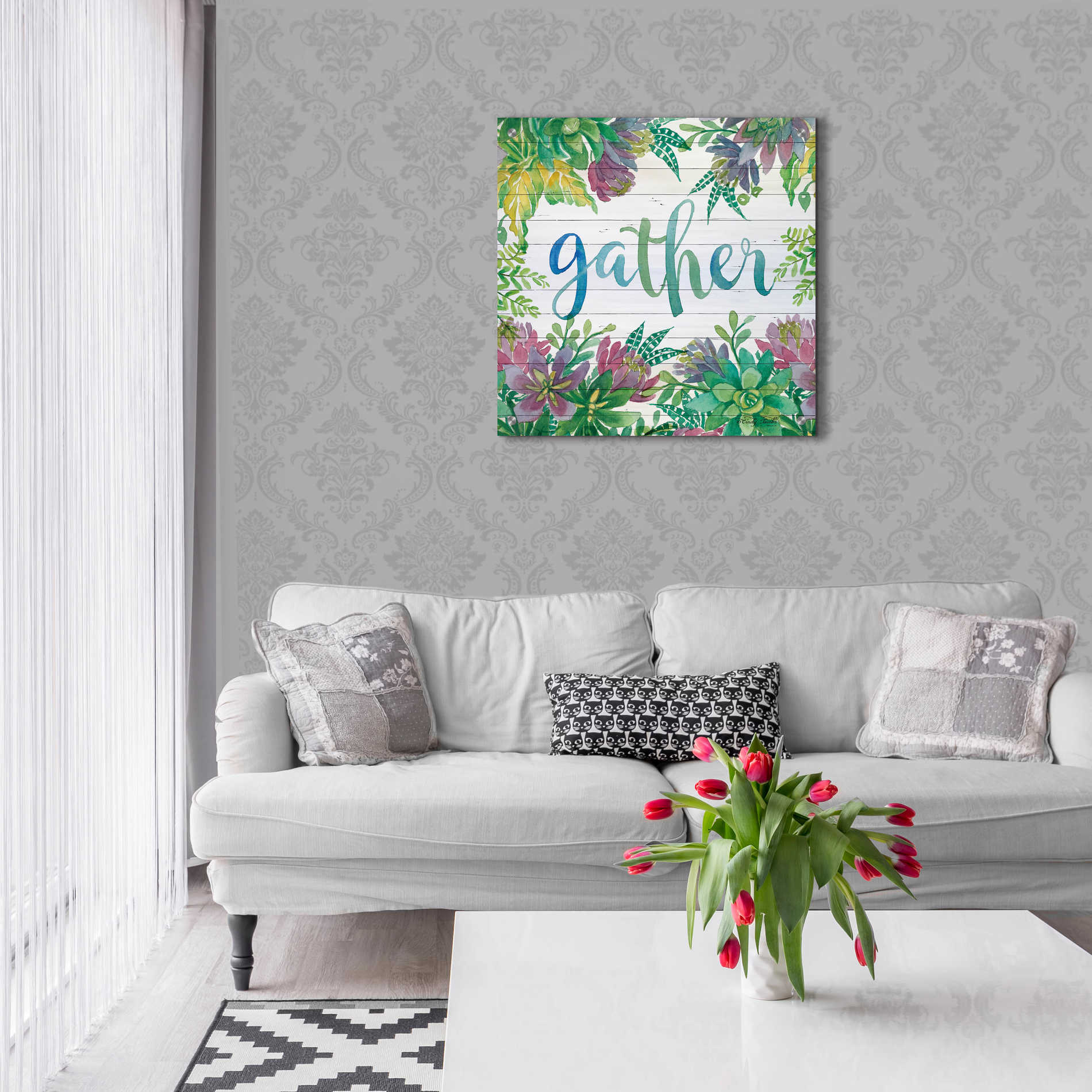 Epic Art 'Gather Succulents' by Cindy Jacobs, Acrylic Glass Wall Art,24x24