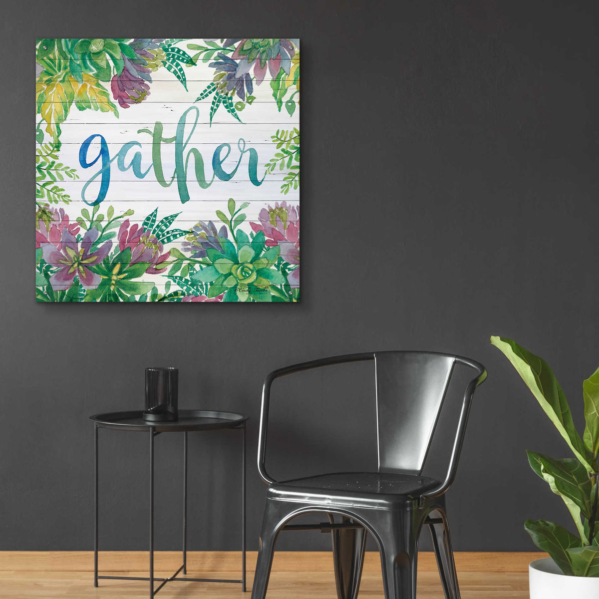 Epic Art 'Gather Succulents' by Cindy Jacobs, Acrylic Glass Wall Art,36x36