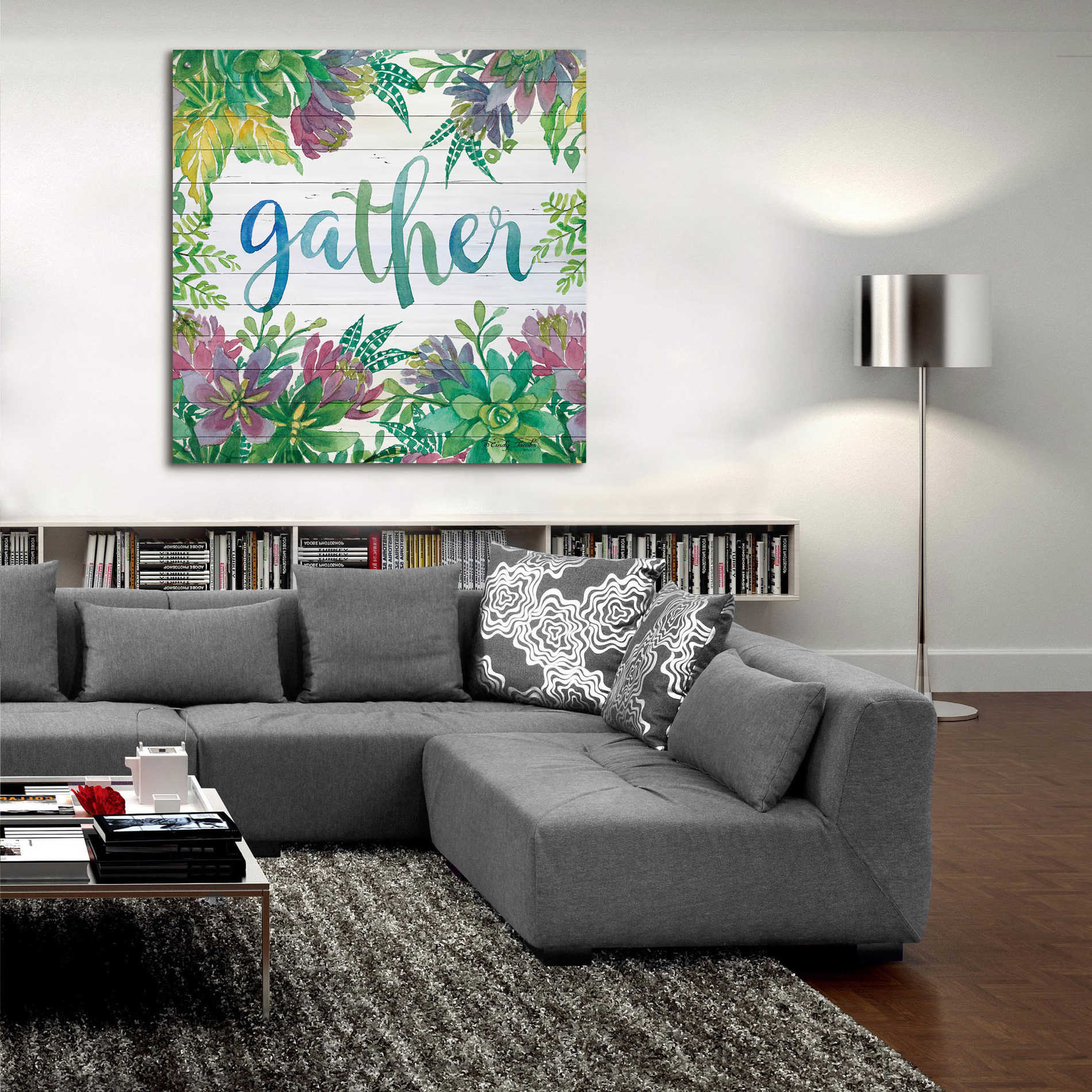 Epic Art 'Gather Succulents' by Cindy Jacobs, Acrylic Glass Wall Art,36x36