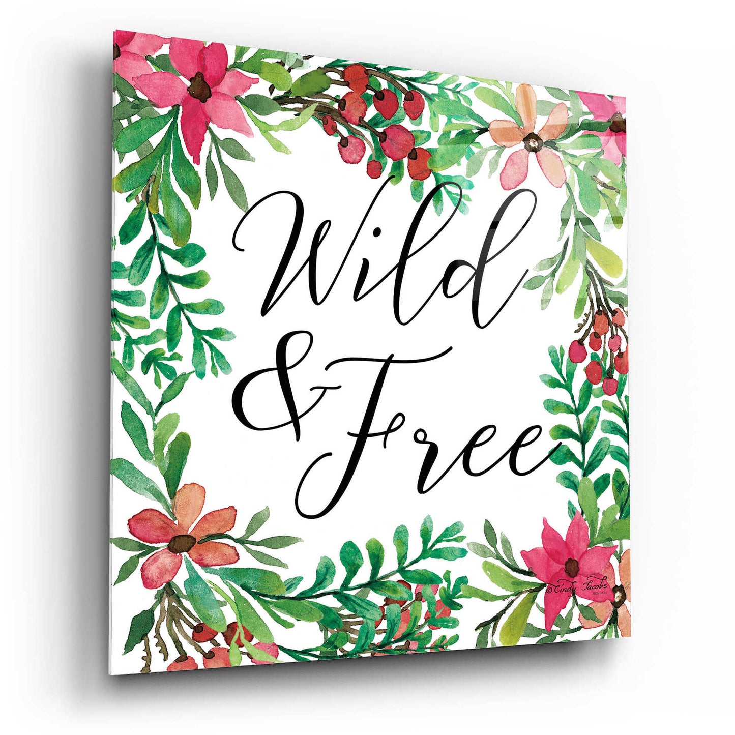 Epic Art 'Wild & Free Greenery' by Cindy Jacobs, Acrylic Glass Wall Art,12x12