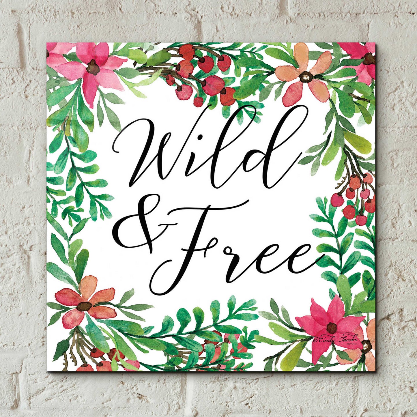 Epic Art 'Wild & Free Greenery' by Cindy Jacobs, Acrylic Glass Wall Art,12x12