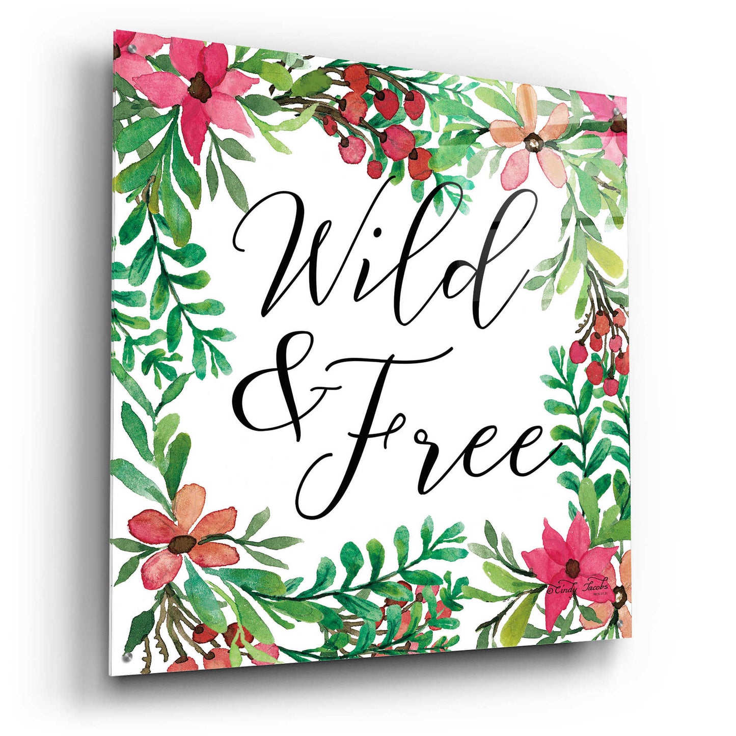 Epic Art 'Wild & Free Greenery' by Cindy Jacobs, Acrylic Glass Wall Art,36x36