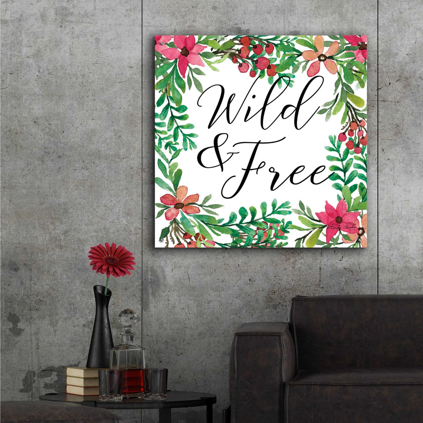 Epic Art 'Wild & Free Greenery' by Cindy Jacobs, Acrylic Glass Wall Art,36x36