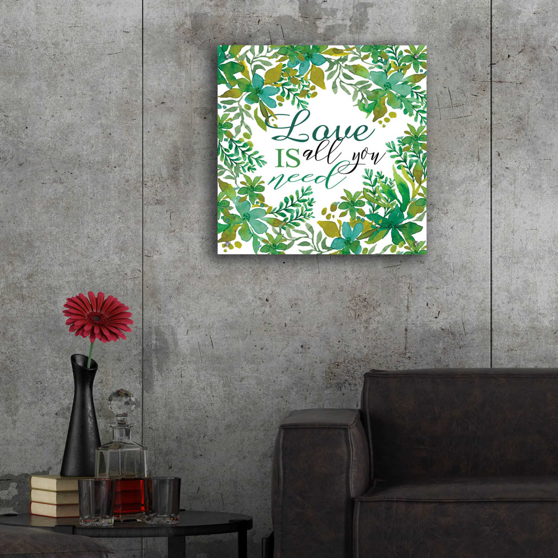 Epic Art 'Love Is Greenery' by Cindy Jacobs, Acrylic Glass Wall Art,24x24