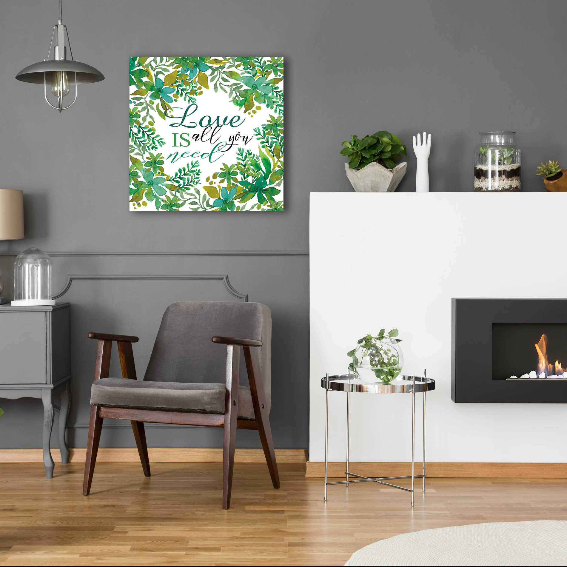 Epic Art 'Love Is Greenery' by Cindy Jacobs, Acrylic Glass Wall Art,24x24