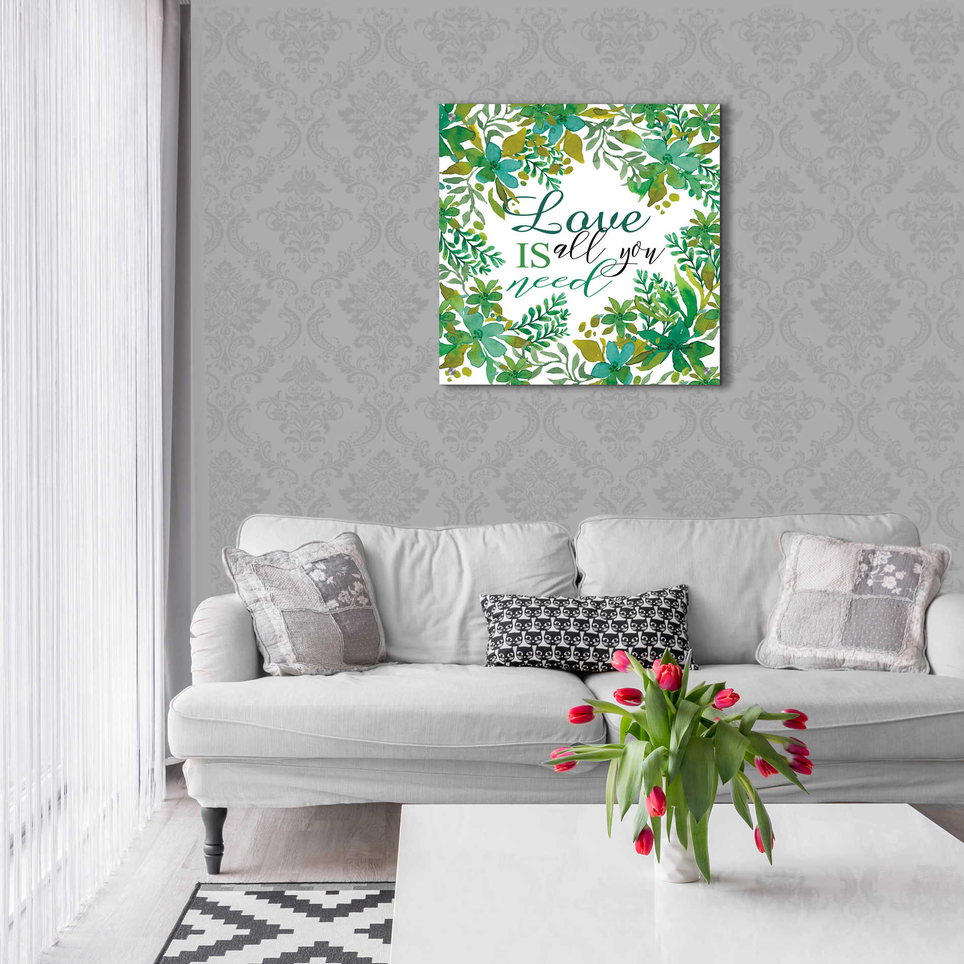 Epic Art 'Love Is Greenery' by Cindy Jacobs, Acrylic Glass Wall Art,24x24