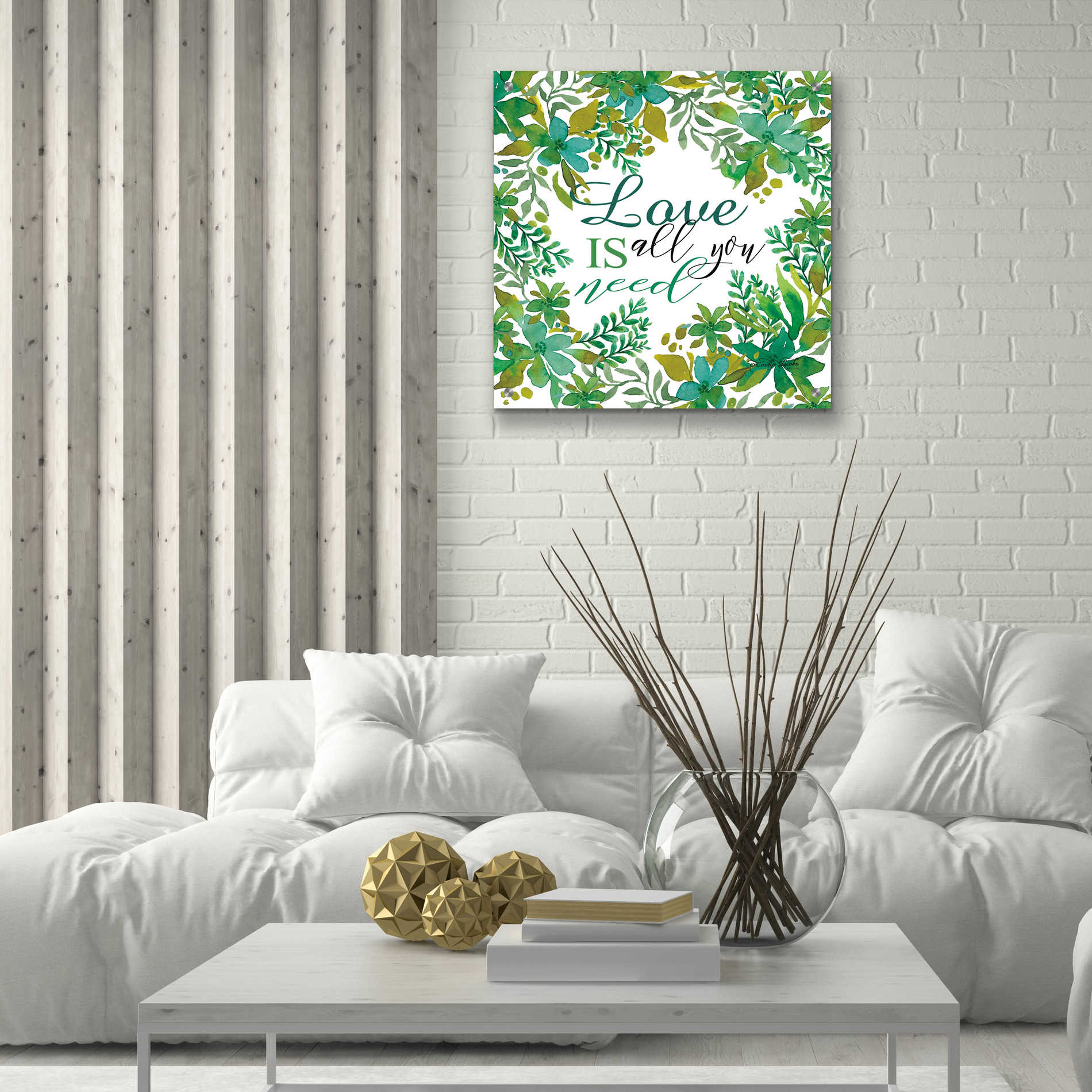 Epic Art 'Love Is Greenery' by Cindy Jacobs, Acrylic Glass Wall Art,24x24